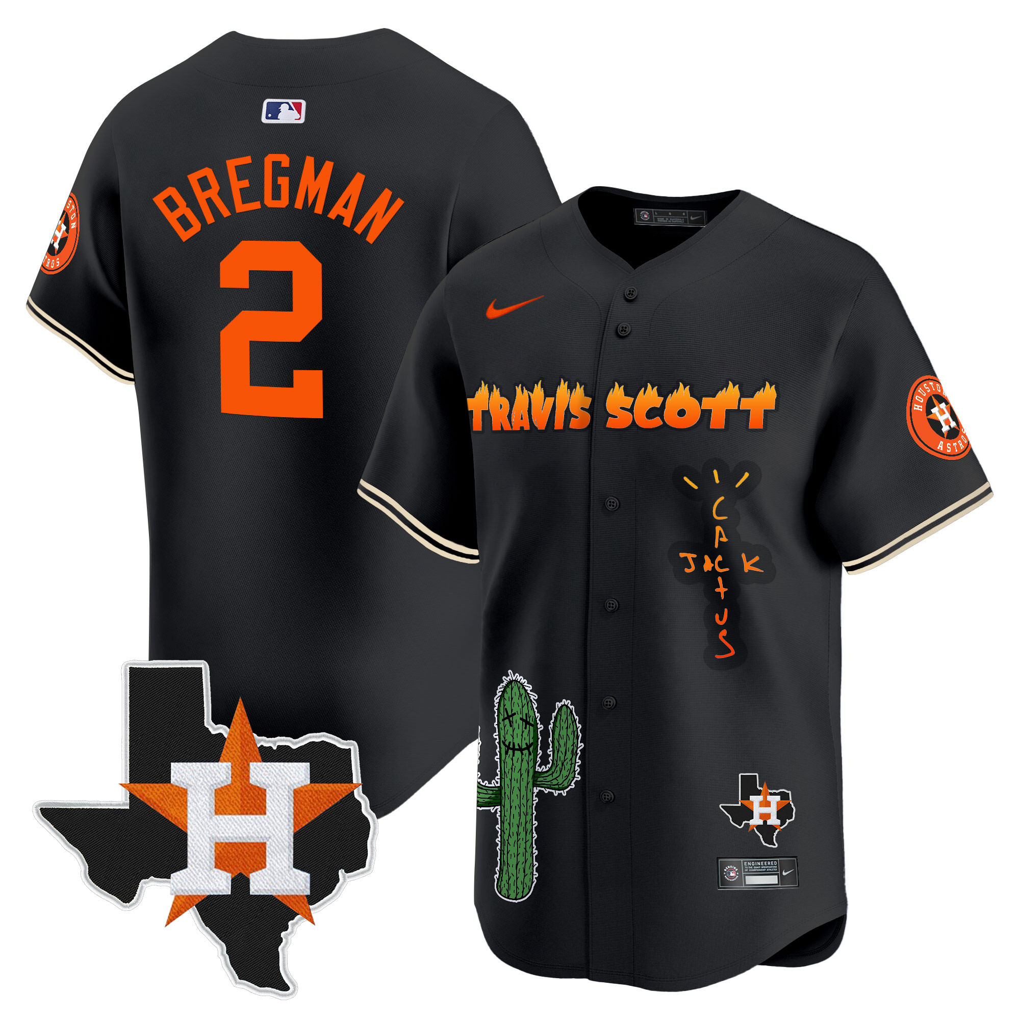 Men's Houston Astros Cactus Jack Patch Vapor Premier Limited Jersey V9 - Stitched - Image 22