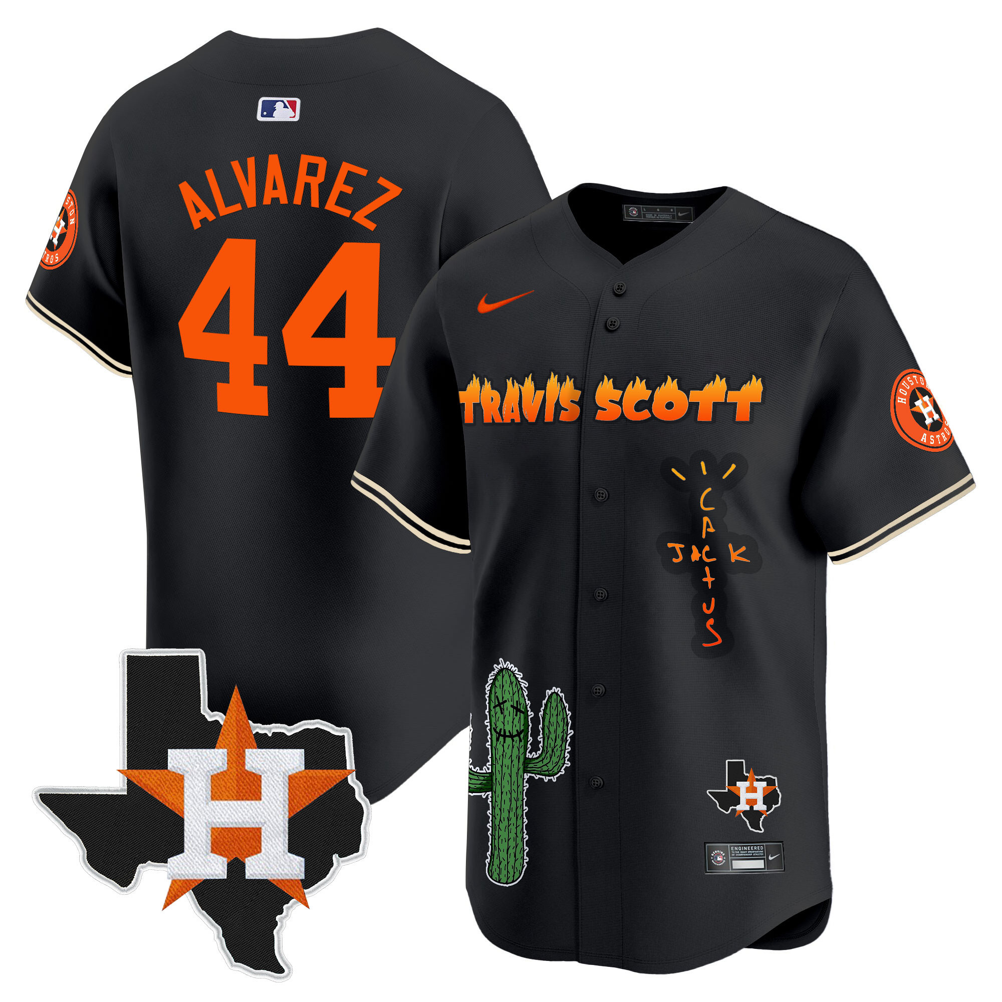 Men's Houston Astros Cactus Jack Patch Vapor Premier Limited Jersey V9 - Stitched - Image 24