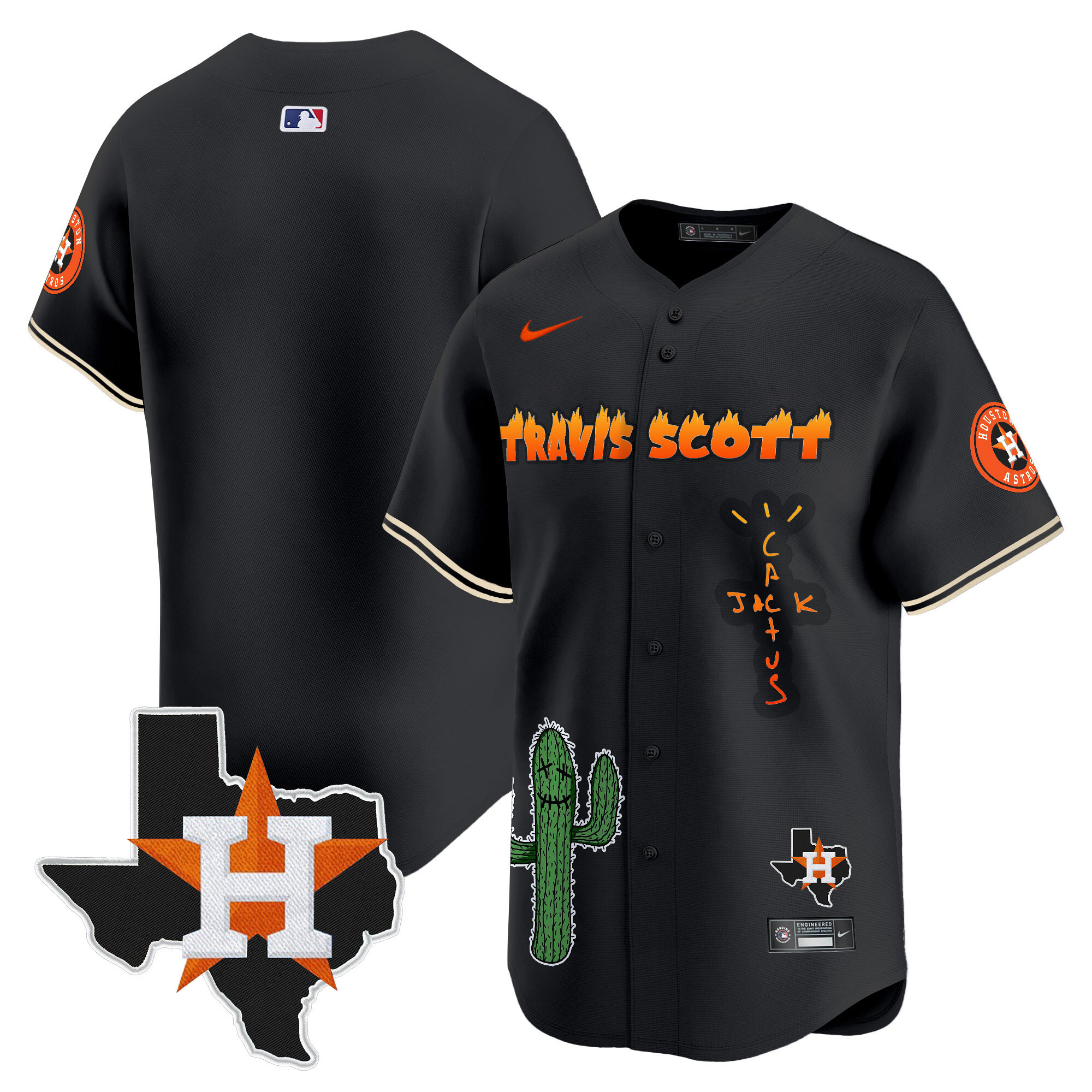 Men's Houston Astros Cactus Jack Patch Vapor Premier Limited Jersey V9 - Stitched - Image 27