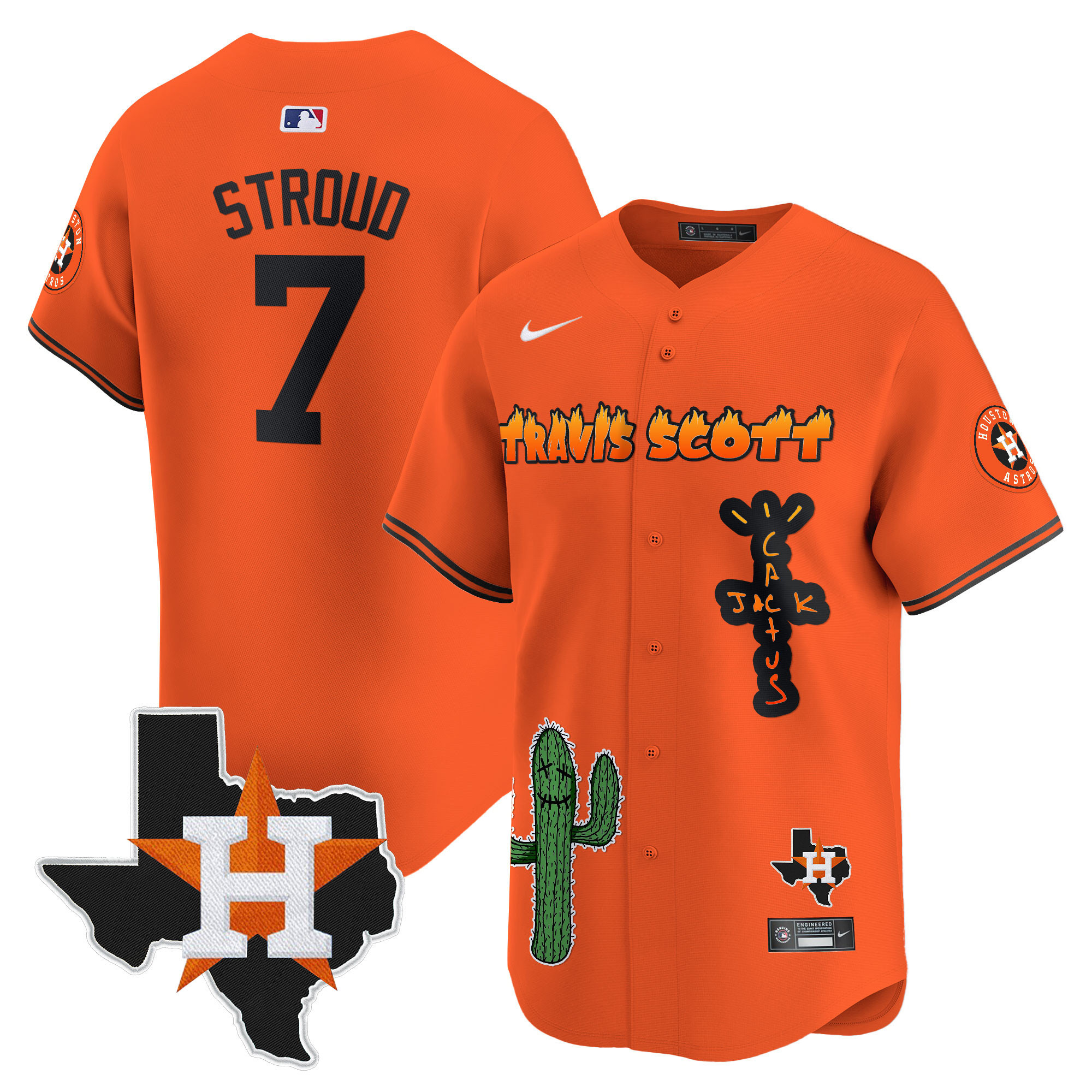 Men's Houston Astros Cactus Jack Patch Vapor Premier Limited Jersey V9 - Stitched - Image 28