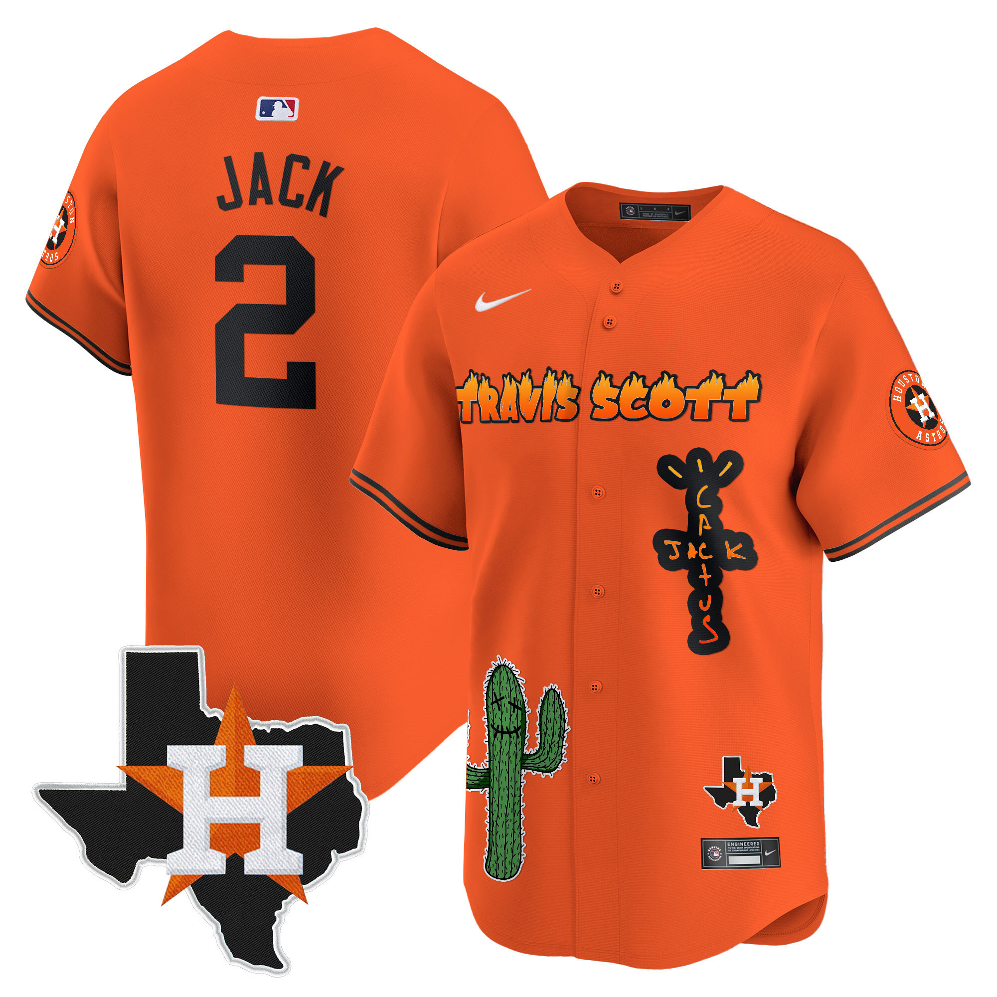 Men's Houston Astros Cactus Jack Patch Vapor Premier Limited Jersey V9 - Stitched - Image 29