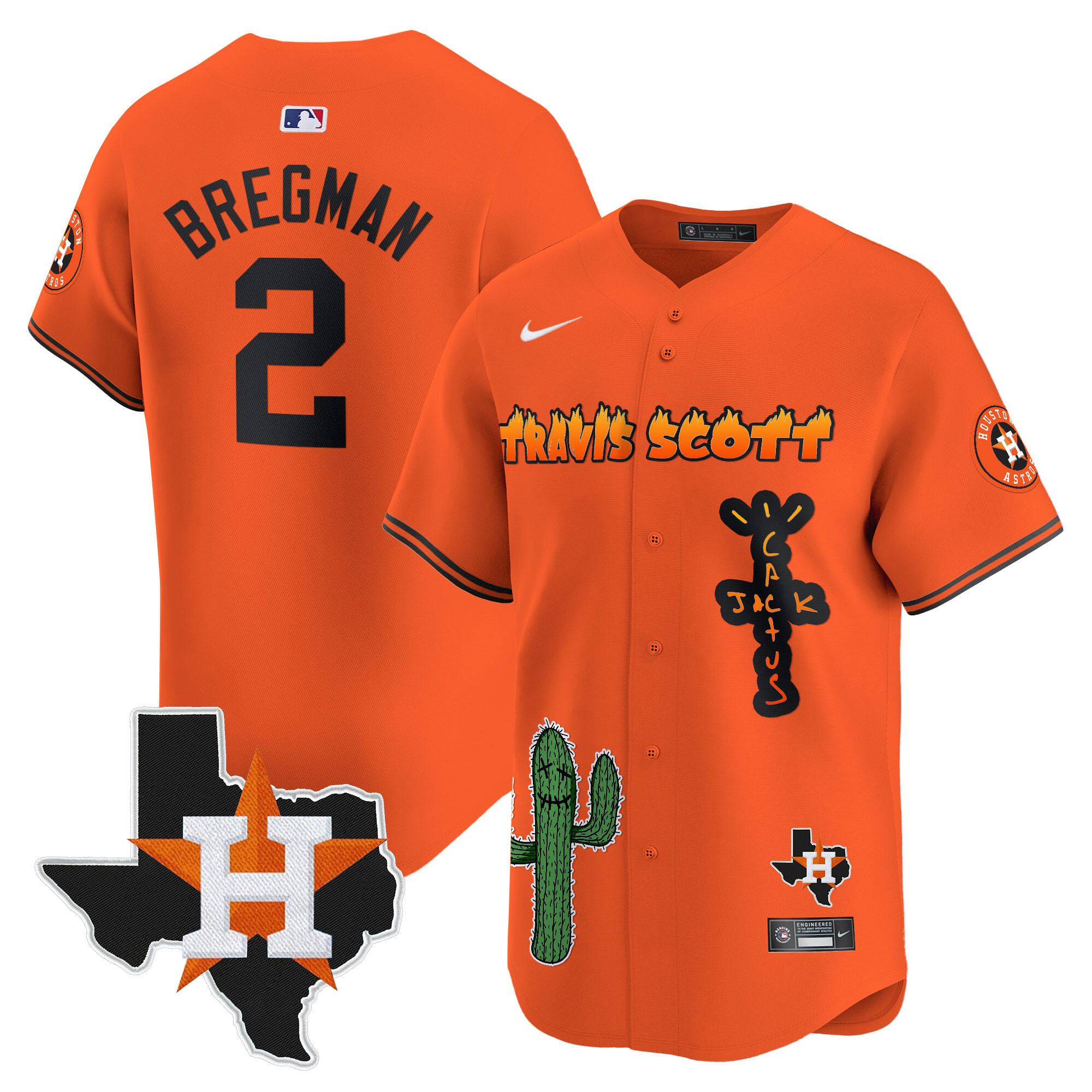 Men's Houston Astros Cactus Jack Patch Vapor Premier Limited Jersey V9 - Stitched - Image 31