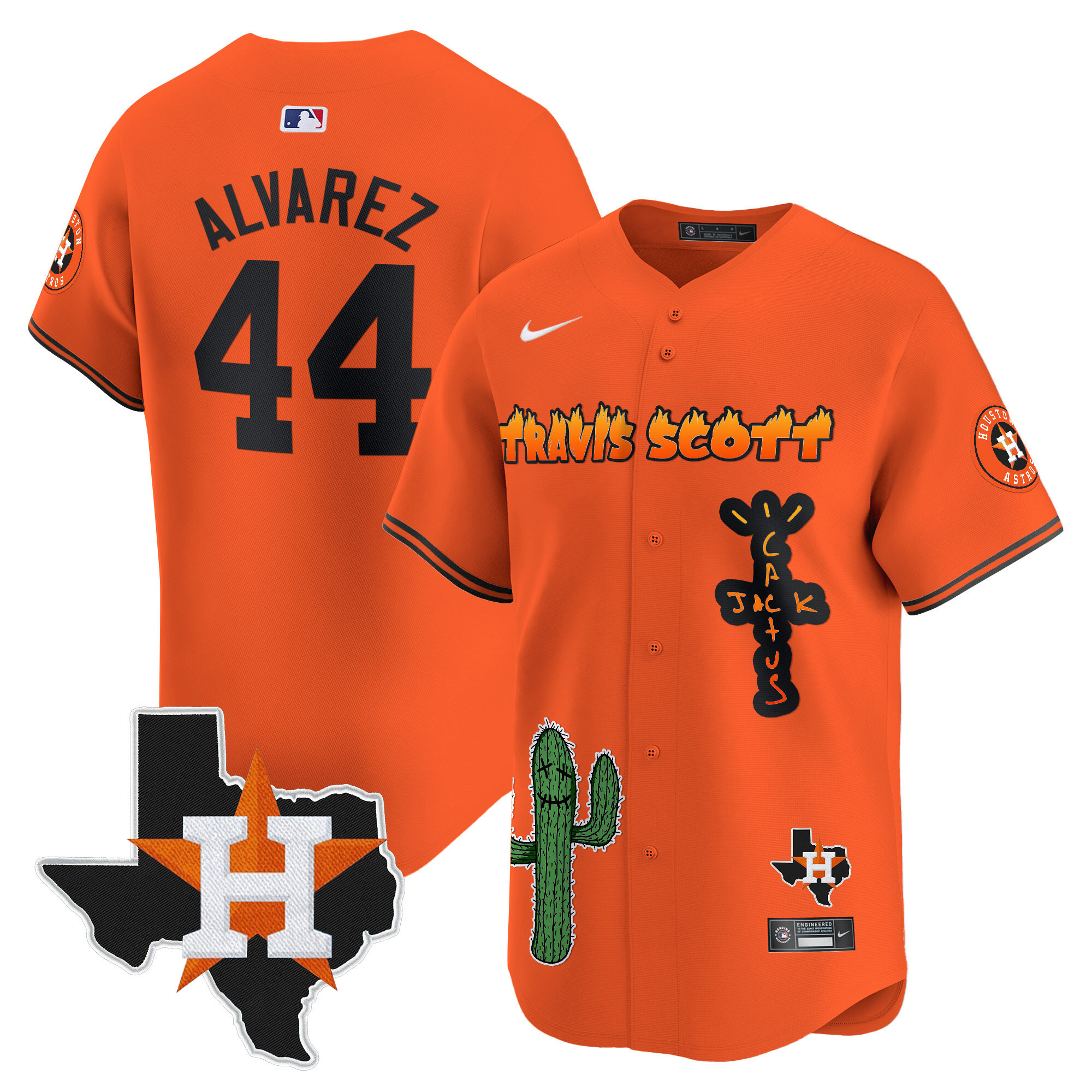 Men's Houston Astros Cactus Jack Patch Vapor Premier Limited Jersey V9 - Stitched - Image 33