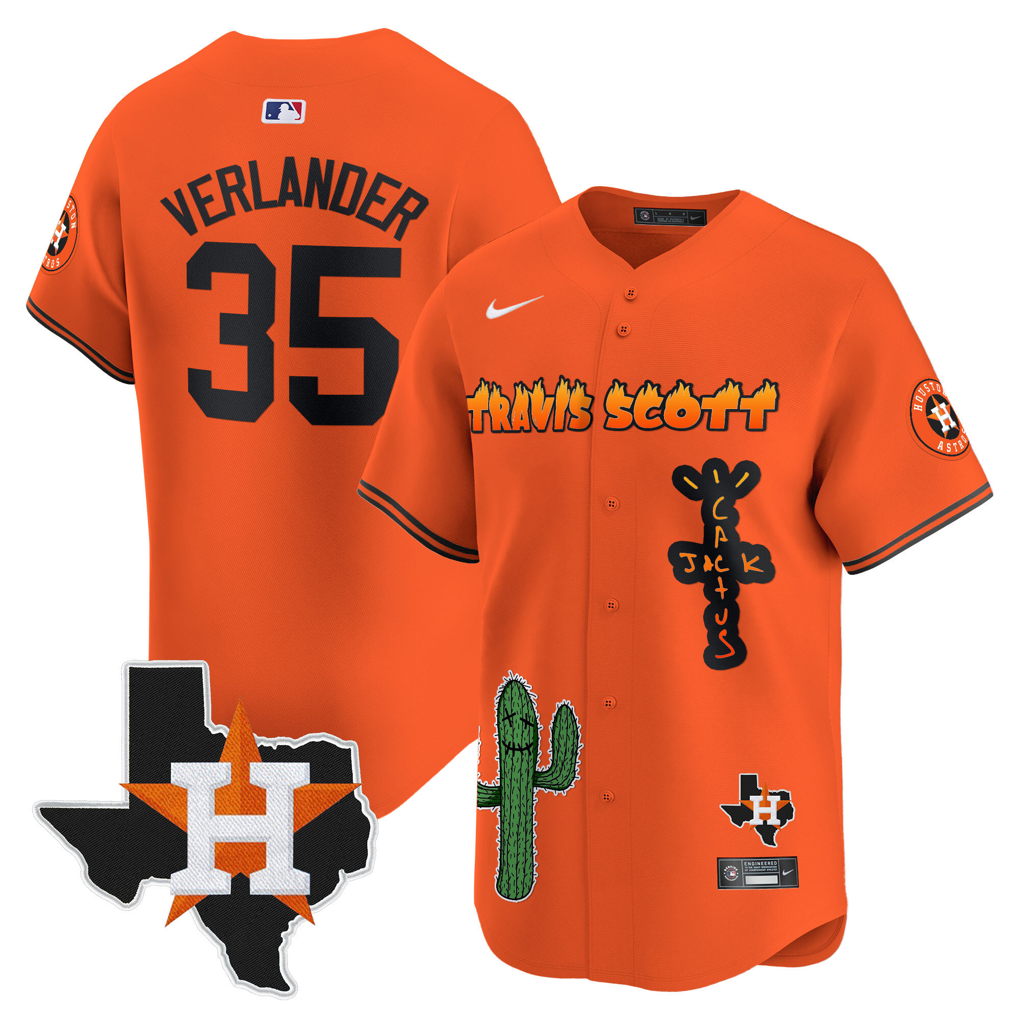 Men's Houston Astros Cactus Jack Patch Vapor Premier Limited Jersey V9 - Stitched - Image 34