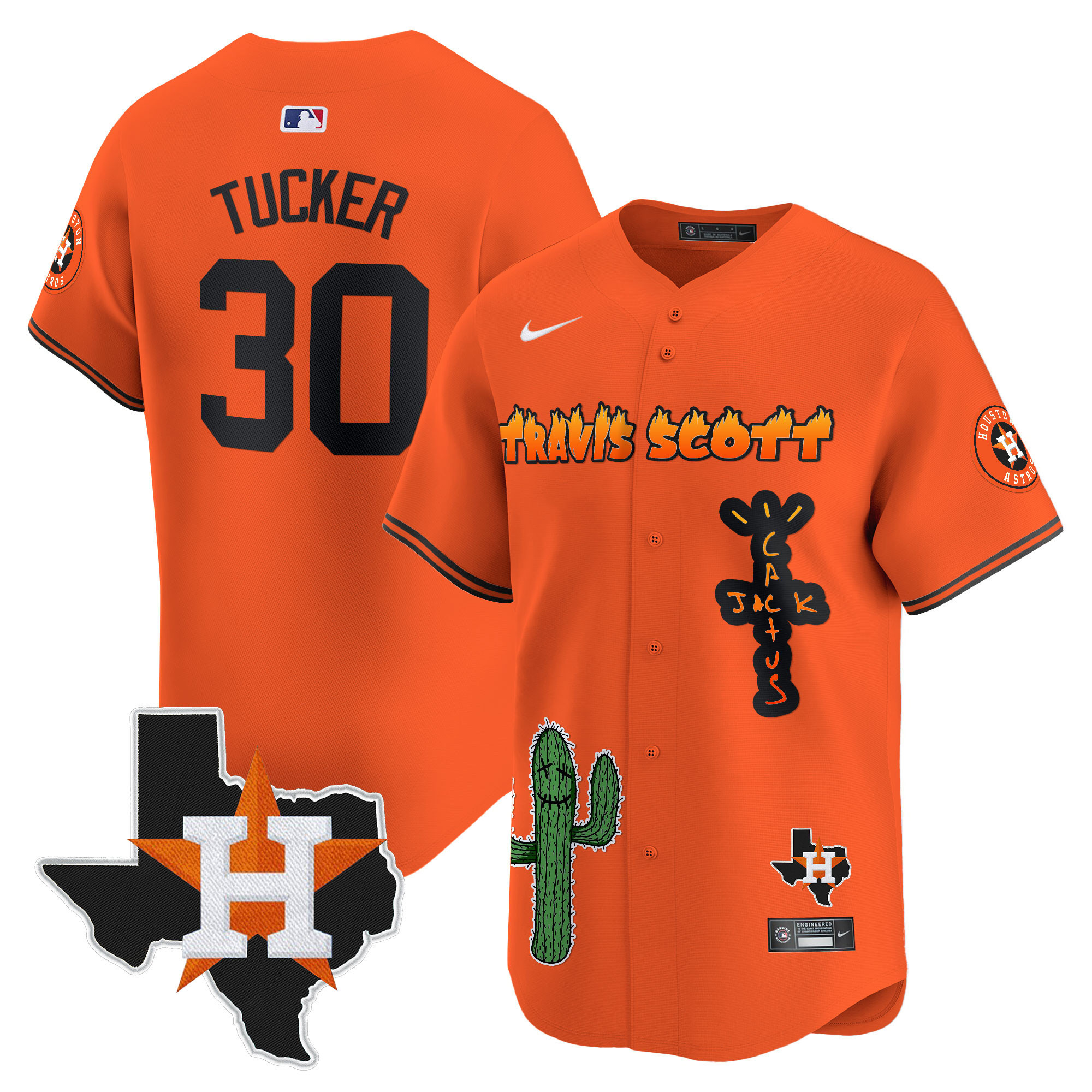 Men's Houston Astros Cactus Jack Patch Vapor Premier Limited Jersey V9 - Stitched - Image 35