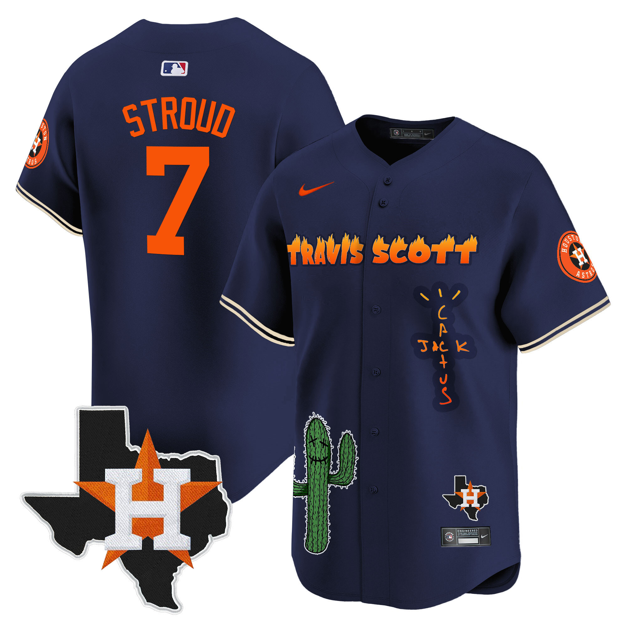 Men's Houston Astros Cactus Jack Patch Vapor Premier Limited Jersey V9 - Stitched - Image 37