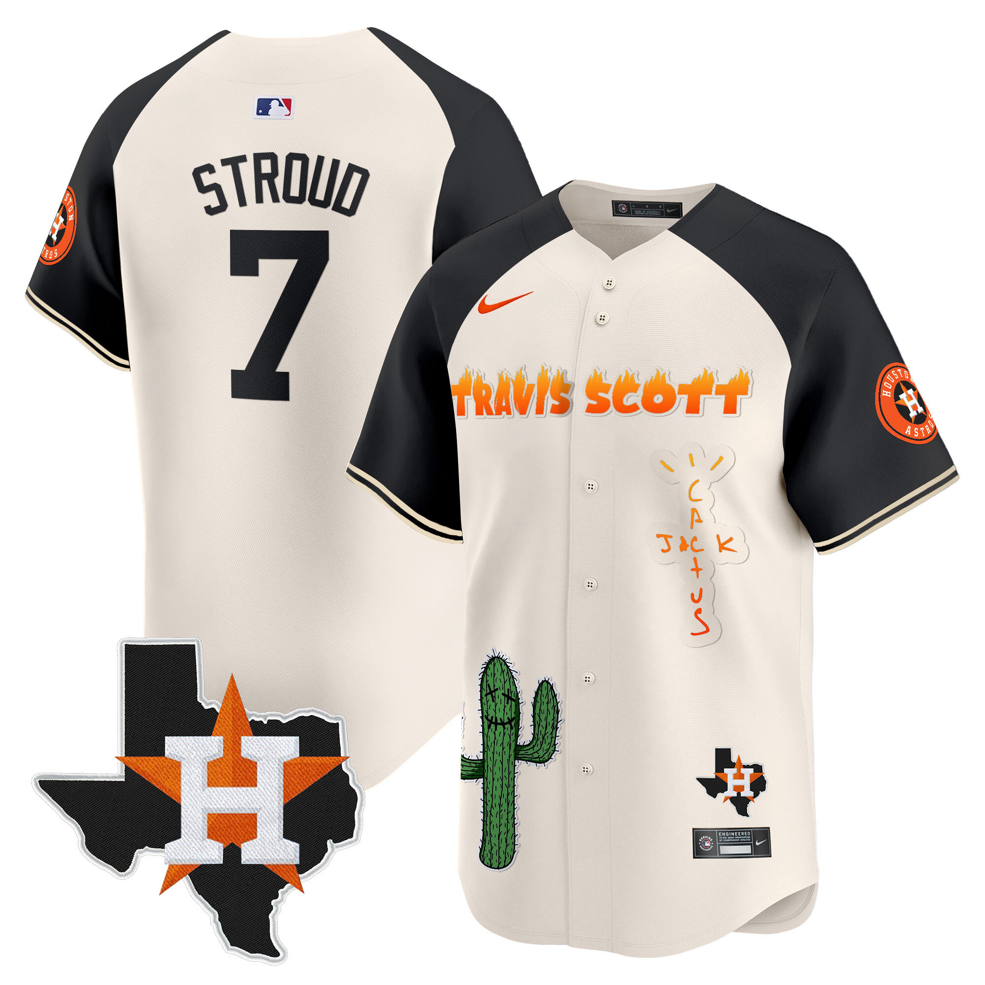 Men's Houston Astros Cactus Jack Patch Vapor Premier Limited Jersey V9 - Stitched - Image 46