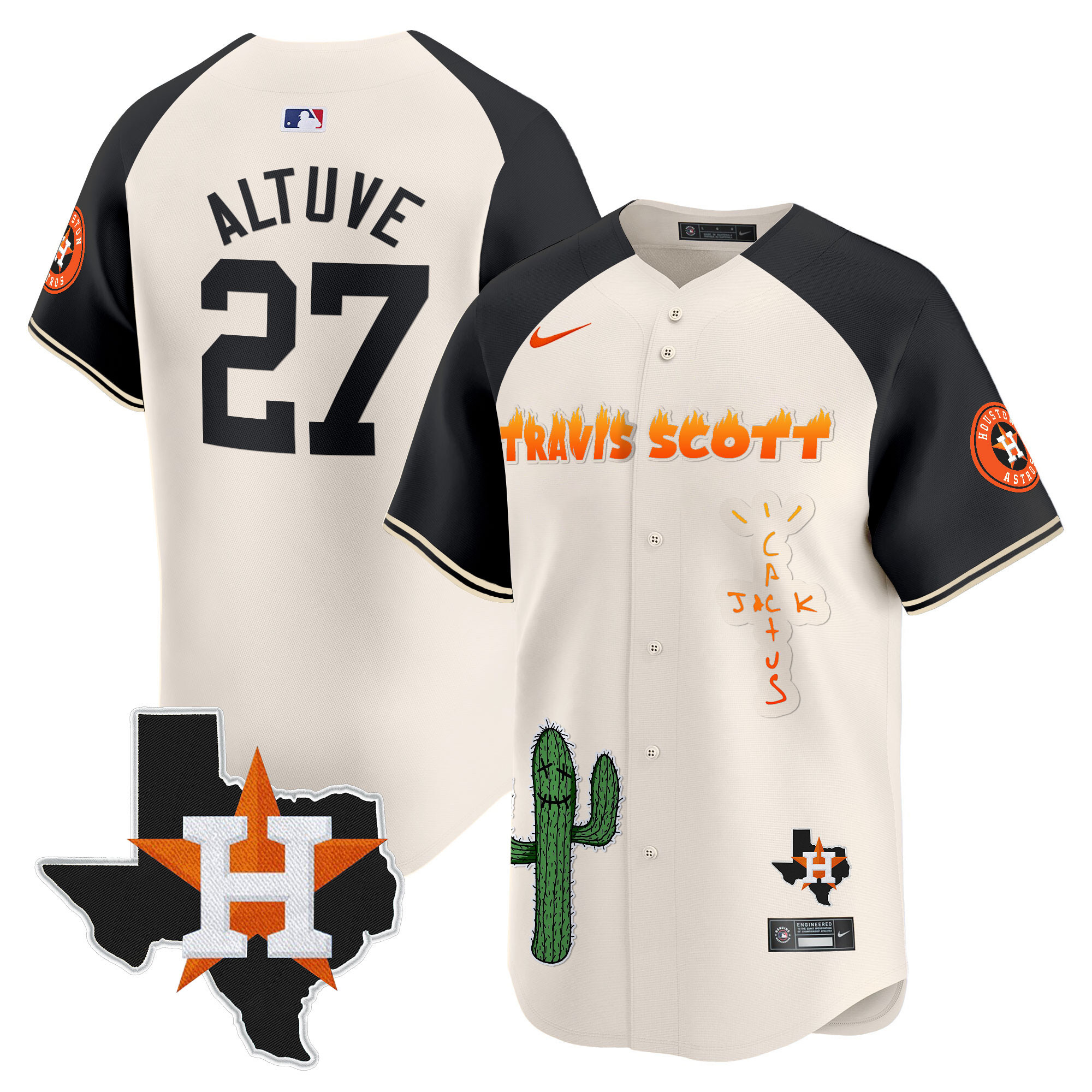Men's Houston Astros Cactus Jack Patch Vapor Premier Limited Jersey V9 - Stitched - Image 50