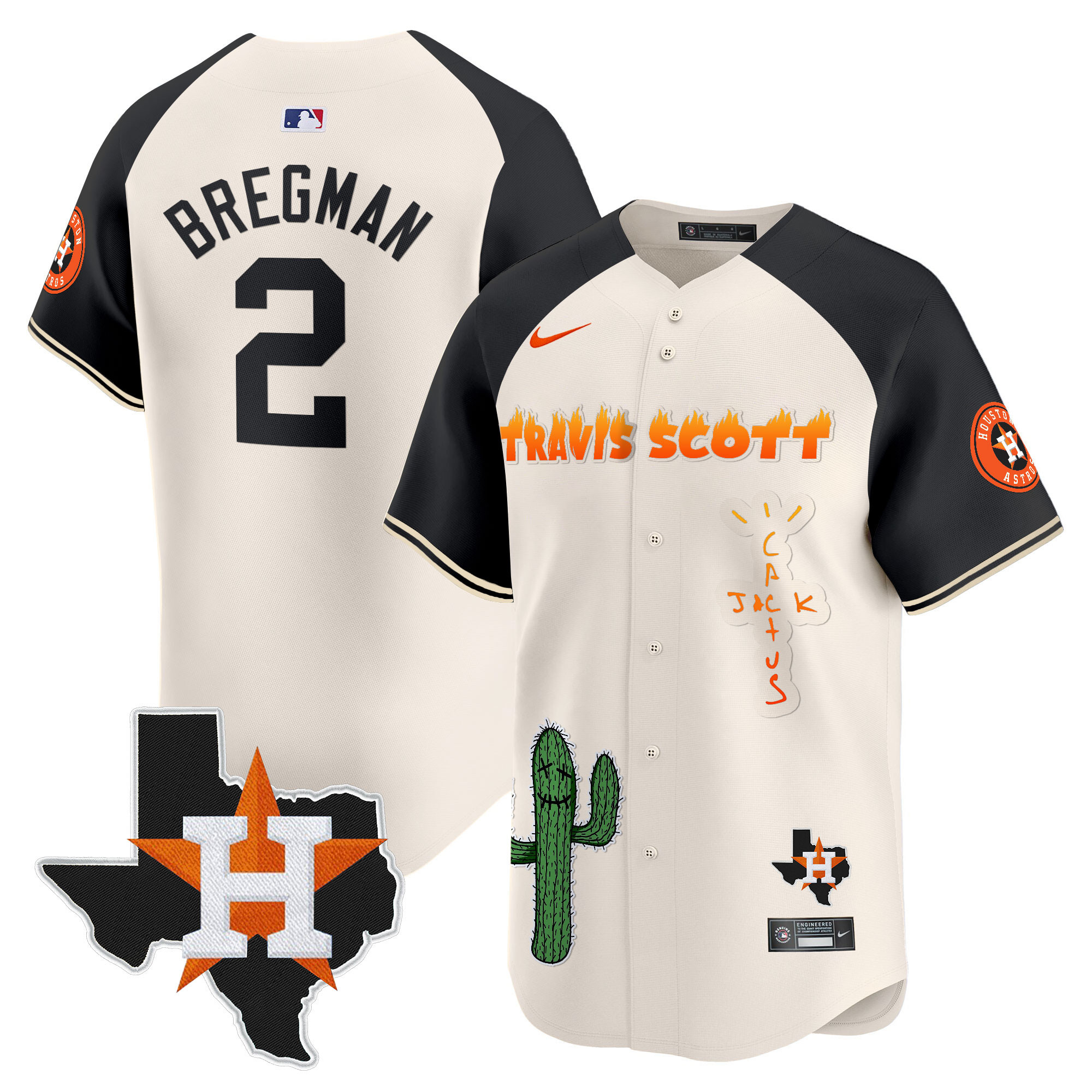 Men's Houston Astros Cactus Jack Patch Vapor Premier Limited Jersey V9 - Stitched - Image 49