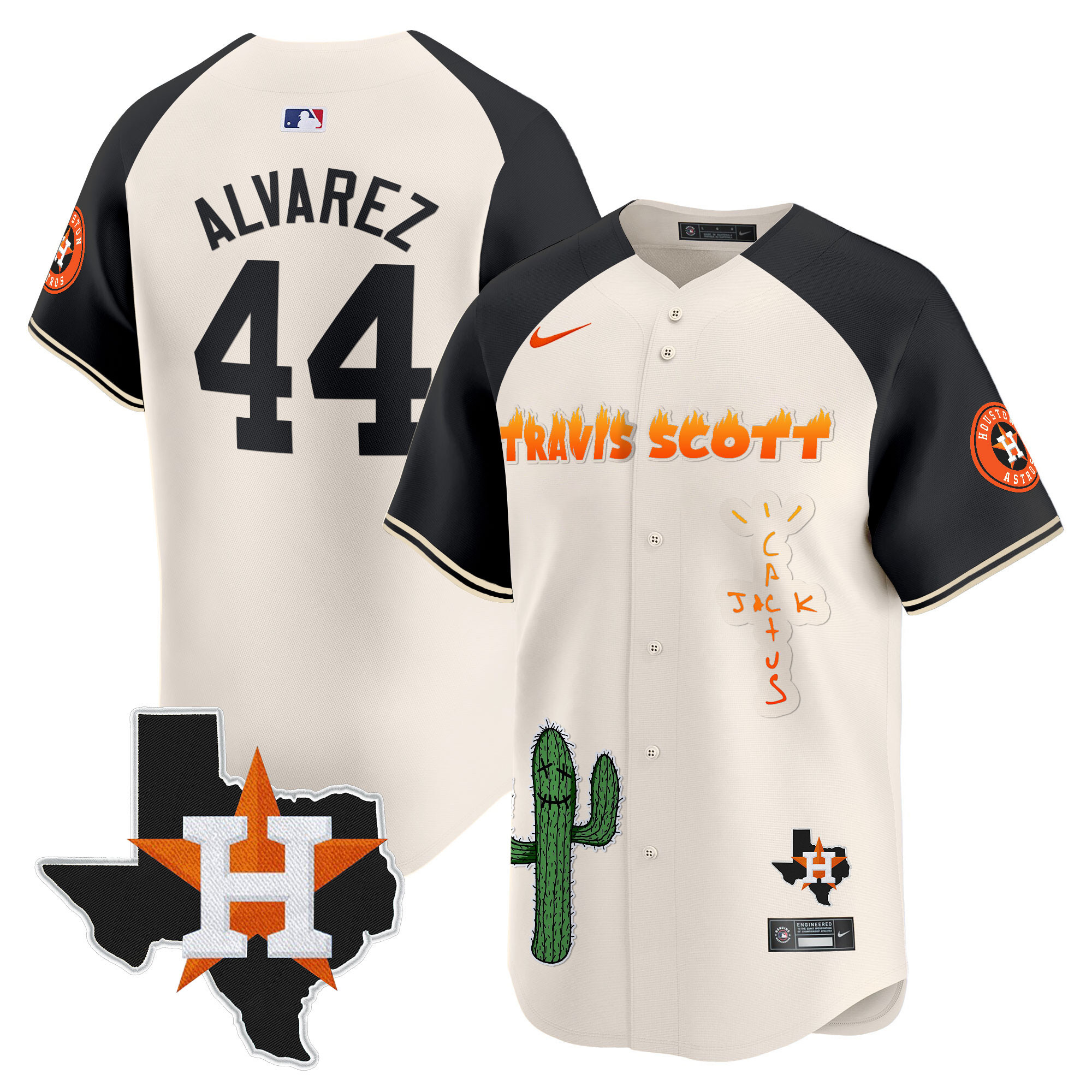 Men's Houston Astros Cactus Jack Patch Vapor Premier Limited Jersey V9 - Stitched - Image 51