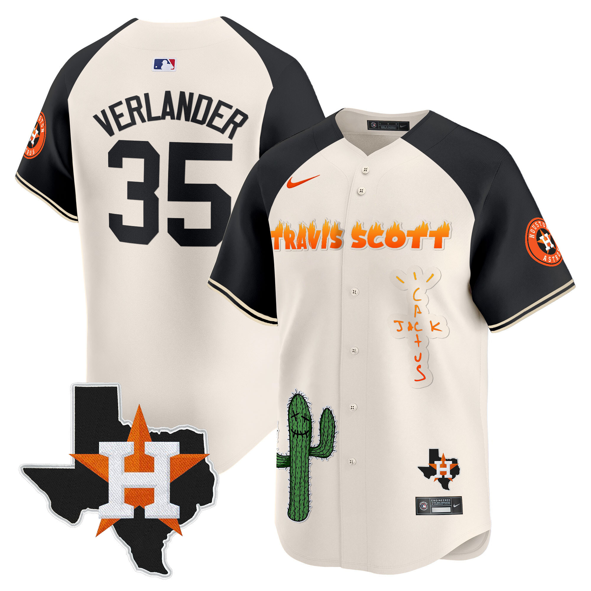 Men's Houston Astros Cactus Jack Patch Vapor Premier Limited Jersey V9 - Stitched - Image 52