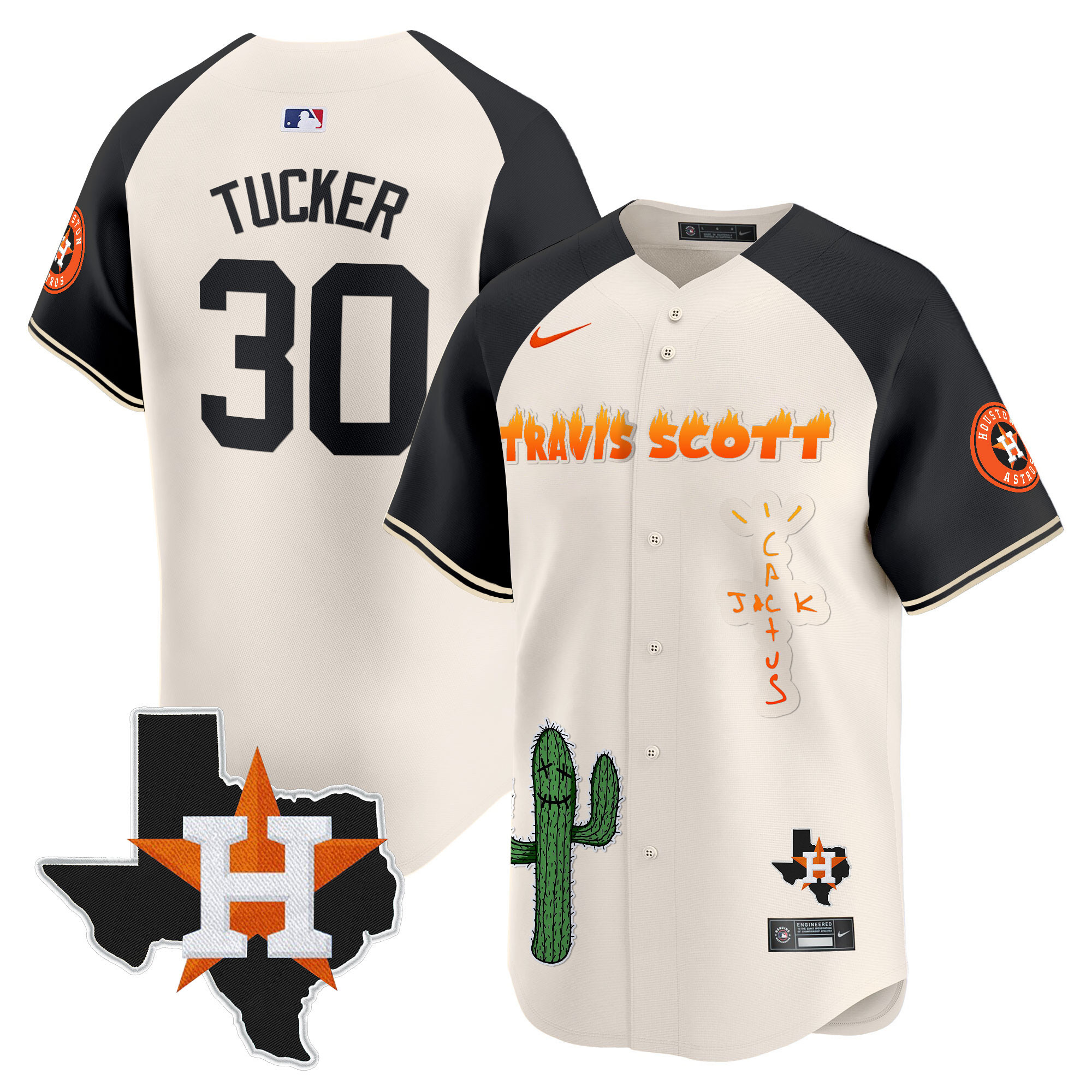 Men's Houston Astros Cactus Jack Patch Vapor Premier Limited Jersey V9 - Stitched - Image 53