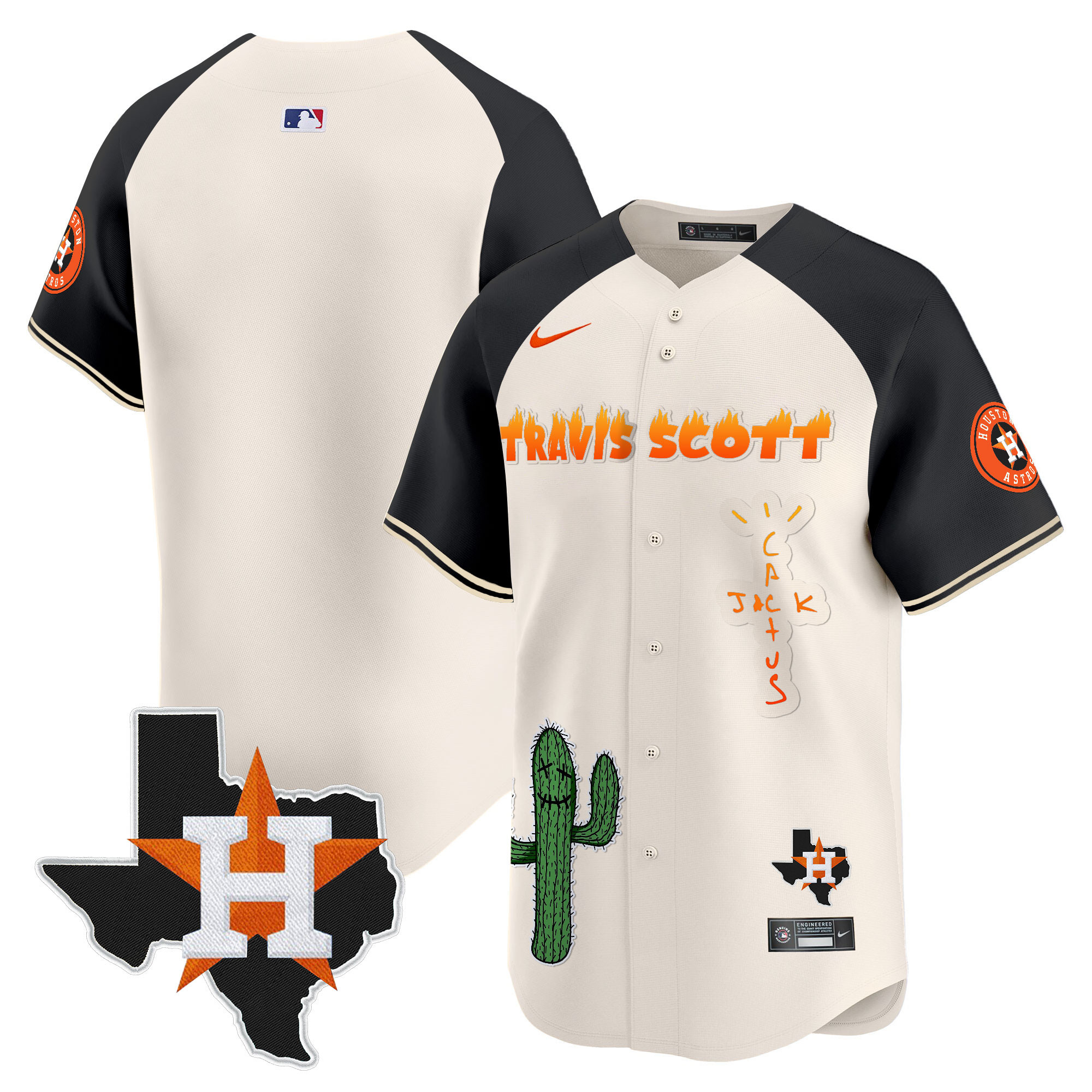 Men's Houston Astros Cactus Jack Patch Vapor Premier Limited Jersey V9 - Stitched - Image 54