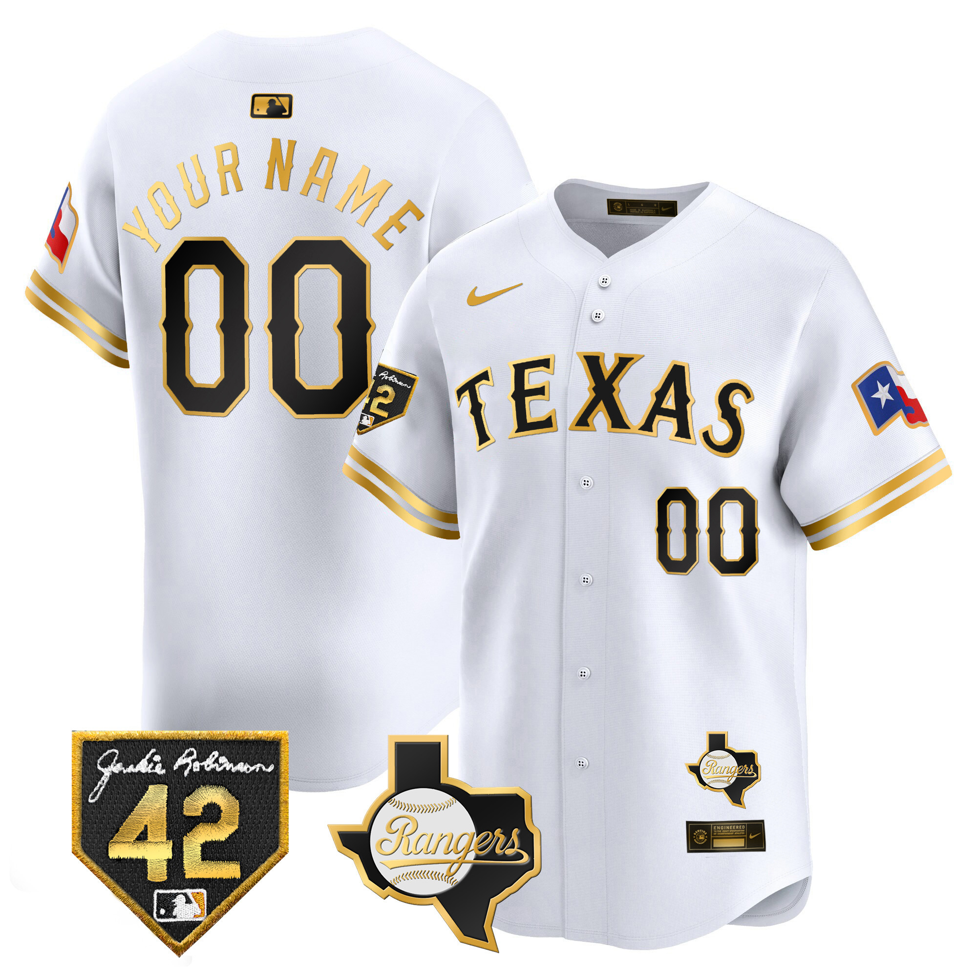 Texas Rangers 2024 Jackie Robinson Patch Vapor Premier Limited Custom Jersey - All Stitched - Image 2
