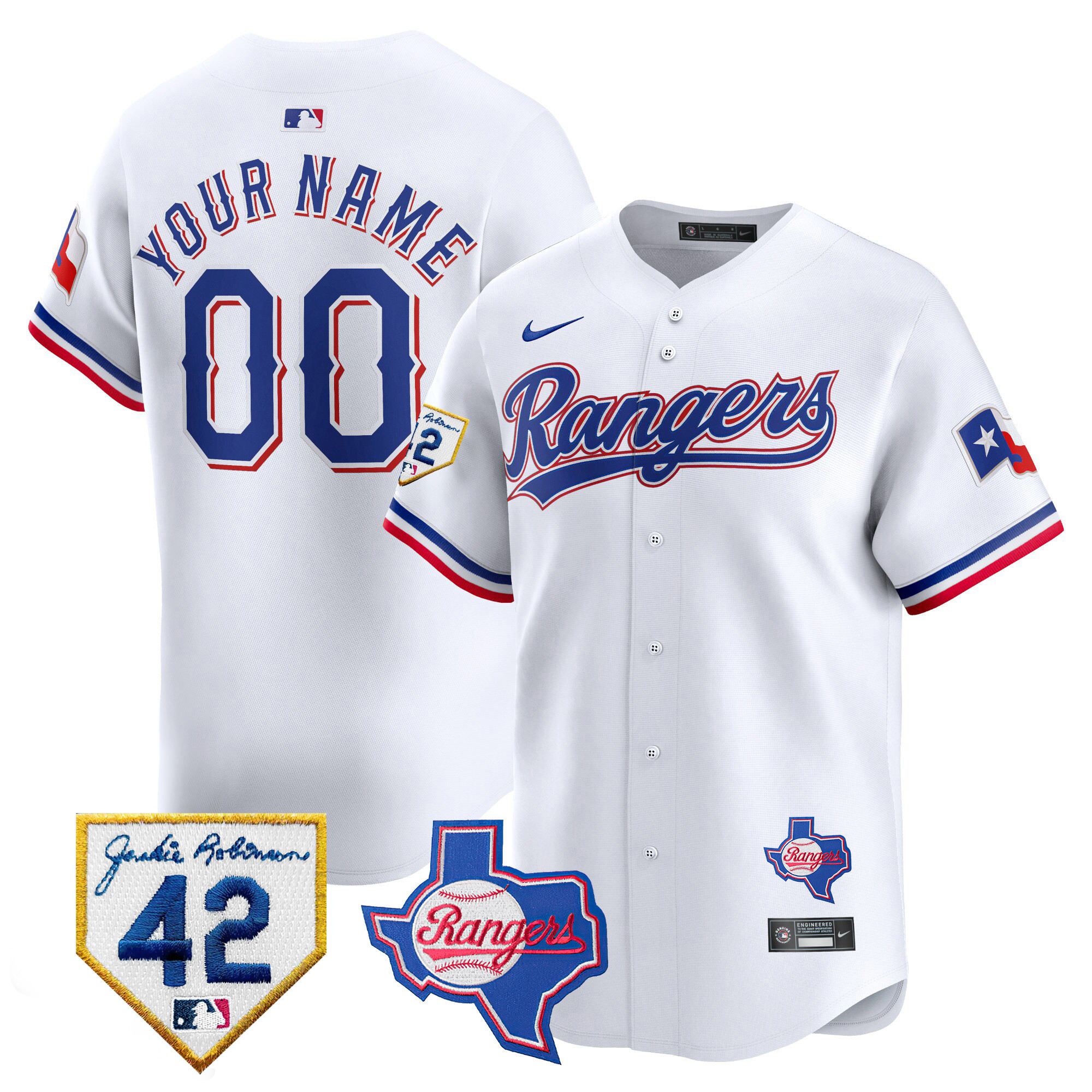 Texas Rangers 2024 Jackie Robinson Patch Vapor Premier Limited Custom Jersey - All Stitched - Image 3