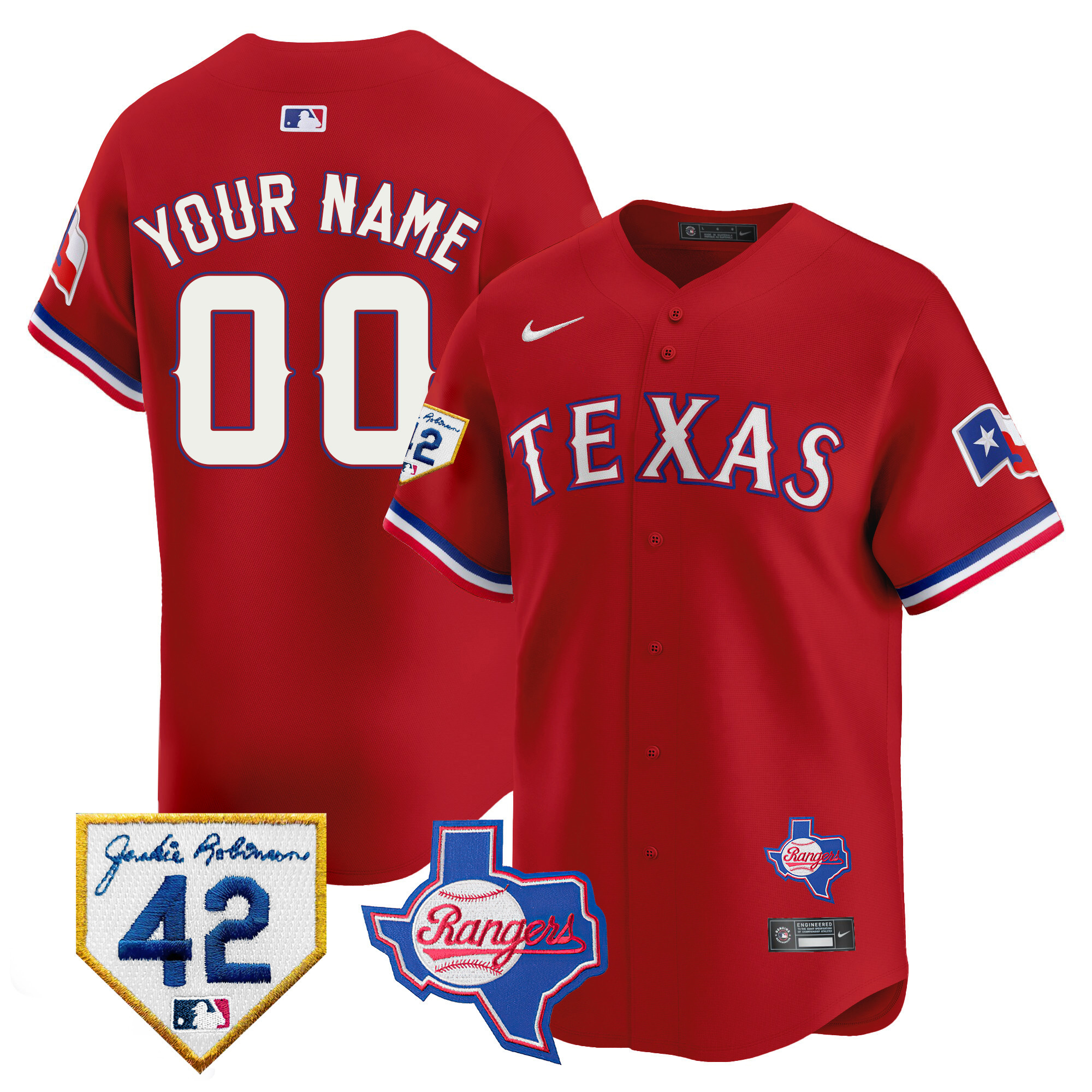 Texas Rangers 2024 Jackie Robinson Patch Vapor Premier Limited Custom Jersey - All Stitched - Image 4