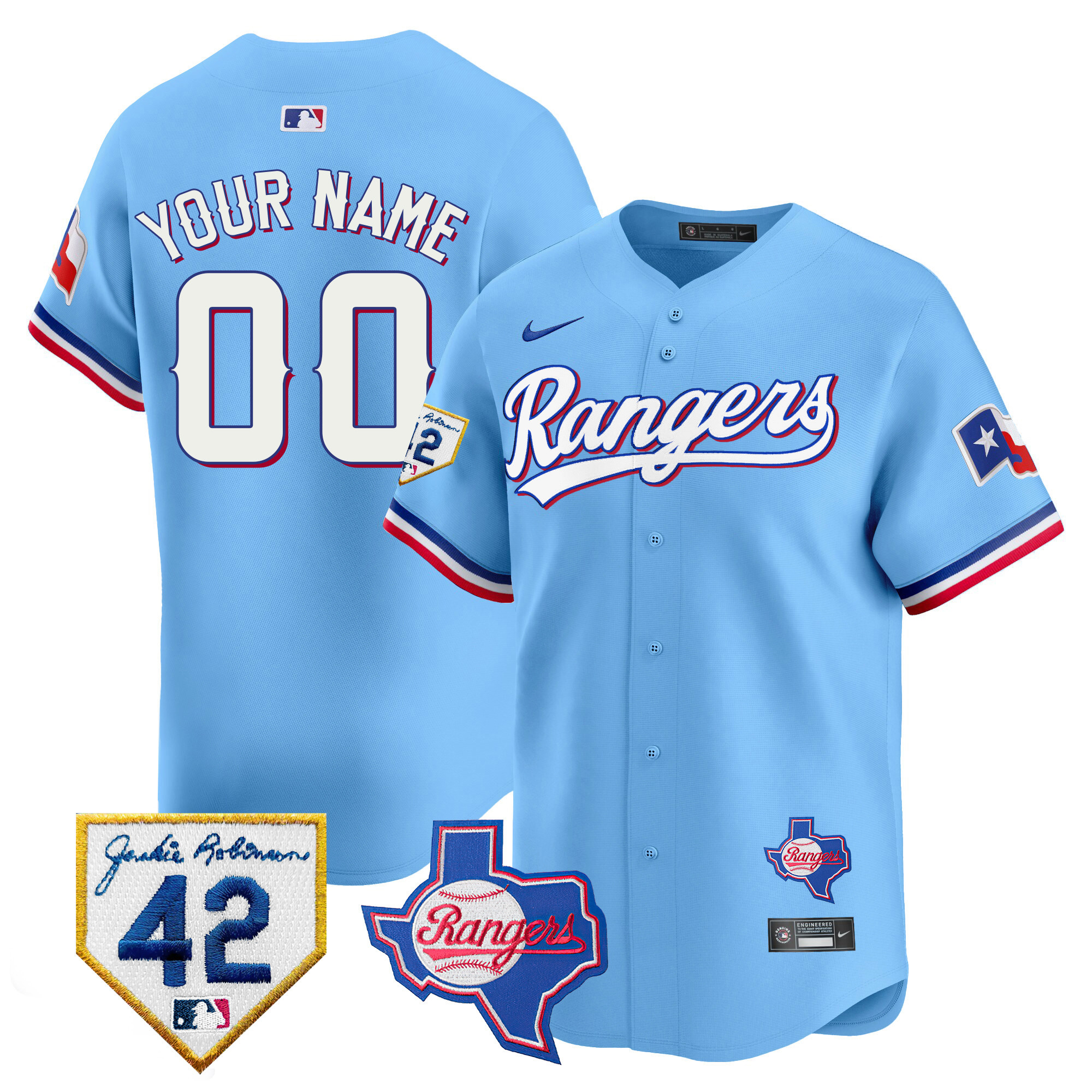 Texas Rangers 2024 Jackie Robinson Patch Vapor Premier Limited Custom Jersey - All Stitched - Image 5