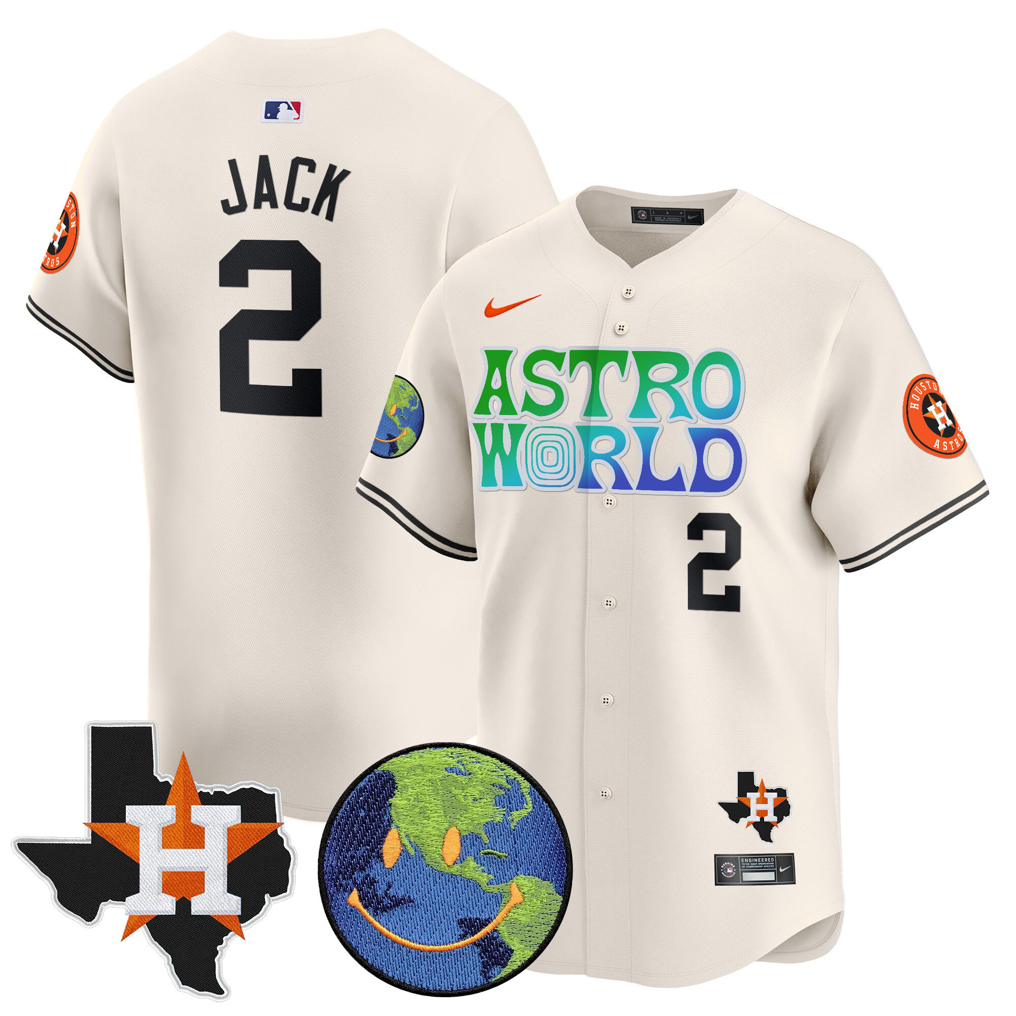 Men's Houston Astros Cactus Jack Astro World Vapor Premier Limited Jersey - All Stitched - Image 2