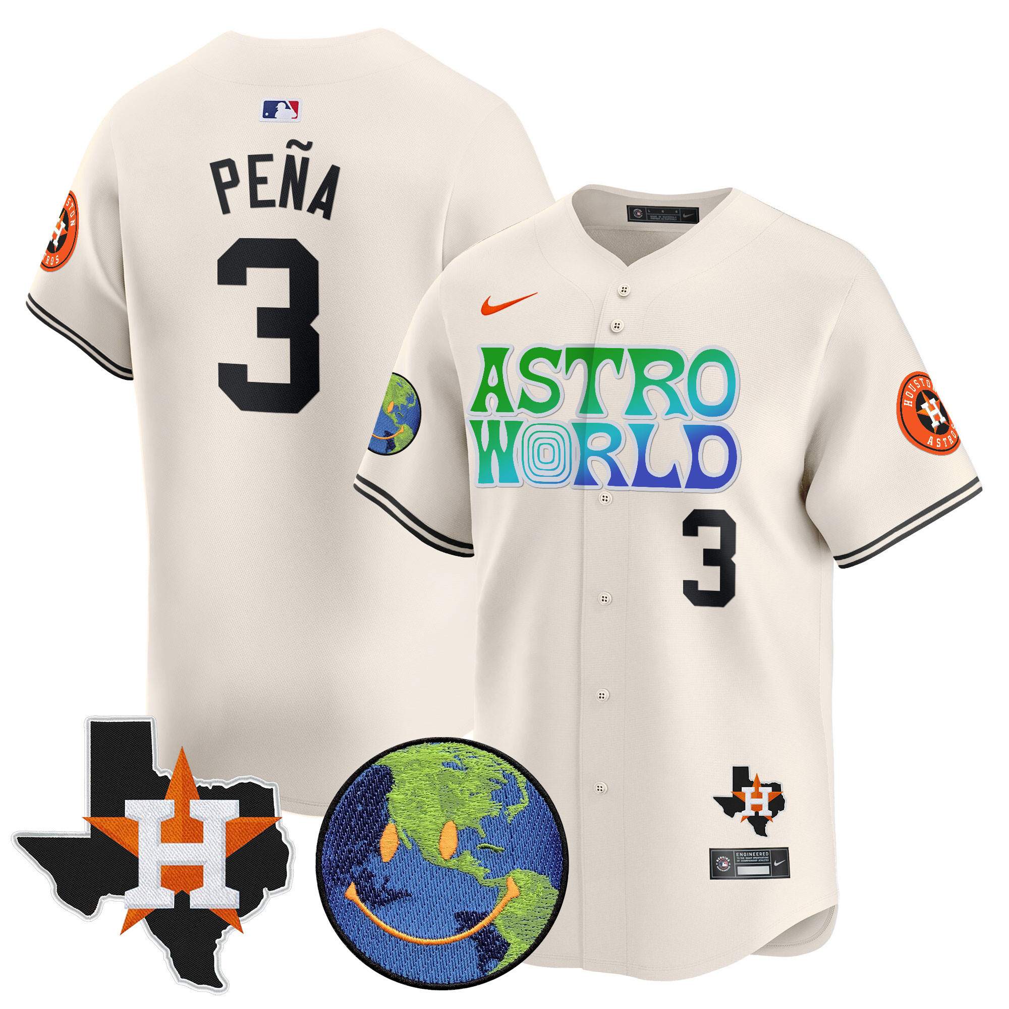 Men's Houston Astros Cactus Jack Astro World Vapor Premier Limited Jersey - All Stitched - Image 3