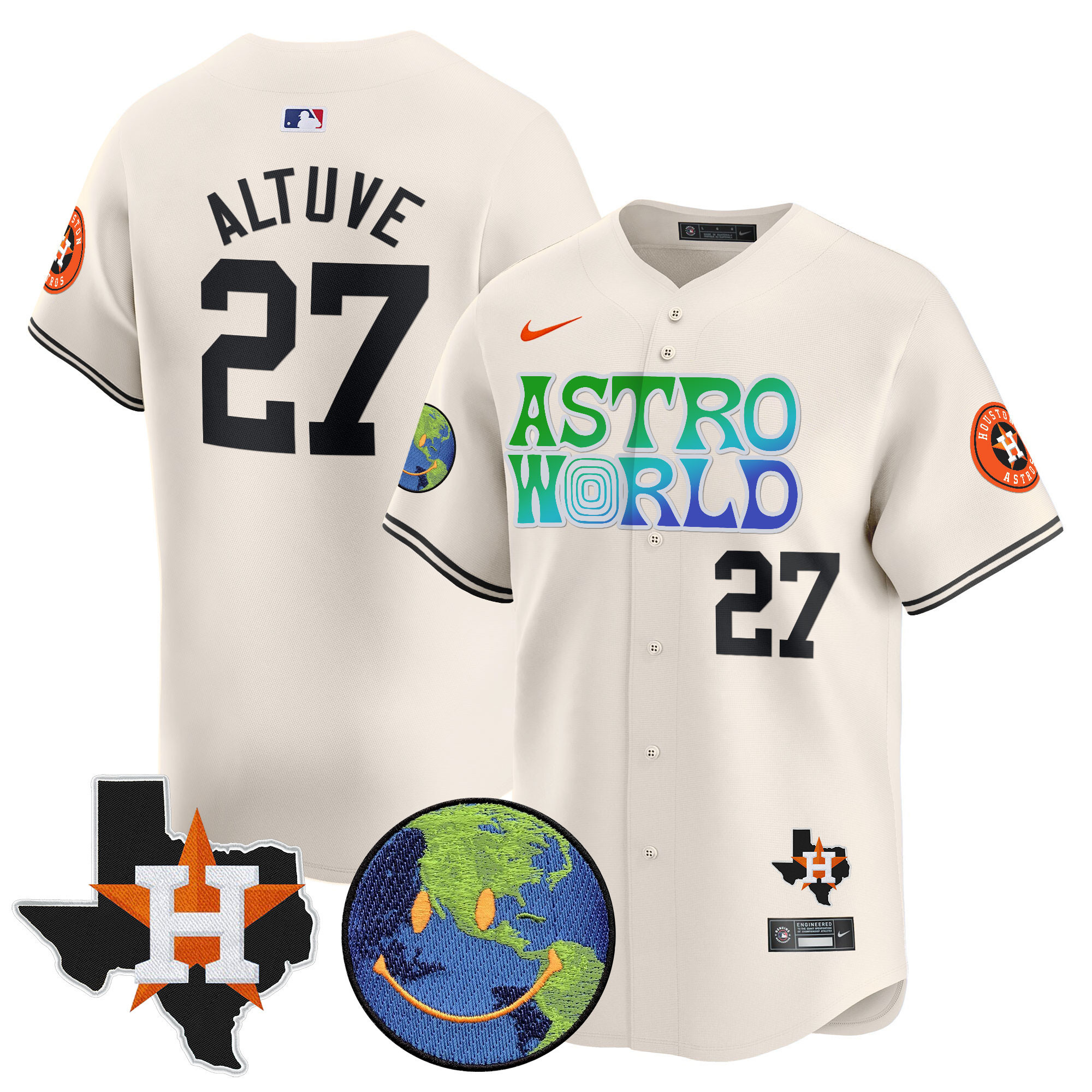 Men's Houston Astros Cactus Jack Astro World Vapor Premier Limited Jersey - All Stitched - Image 5