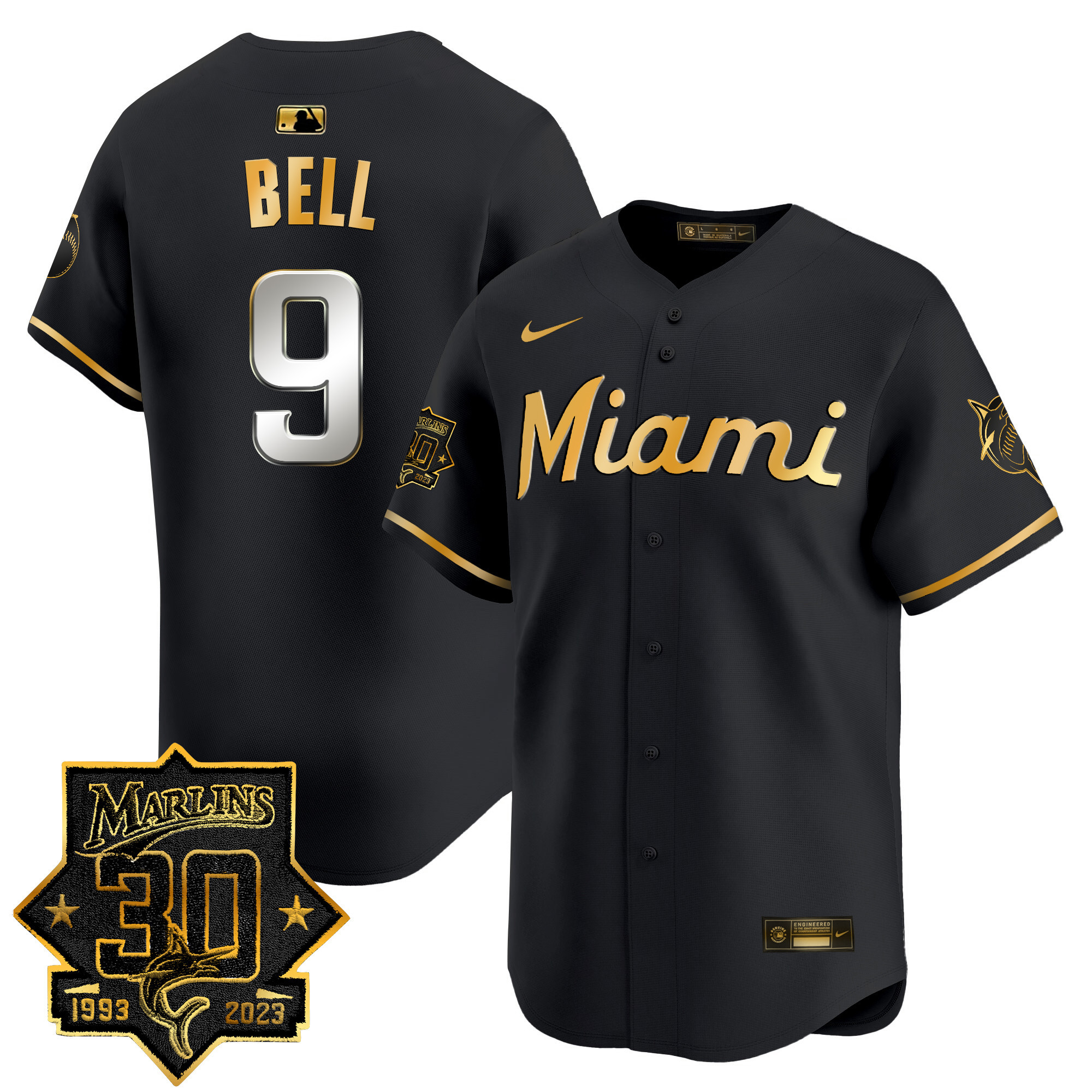 Men's Miami Marlins 30 Seasons Anniversary Patch Vapor Premier Limited Jersey – All Stitched - Image 5