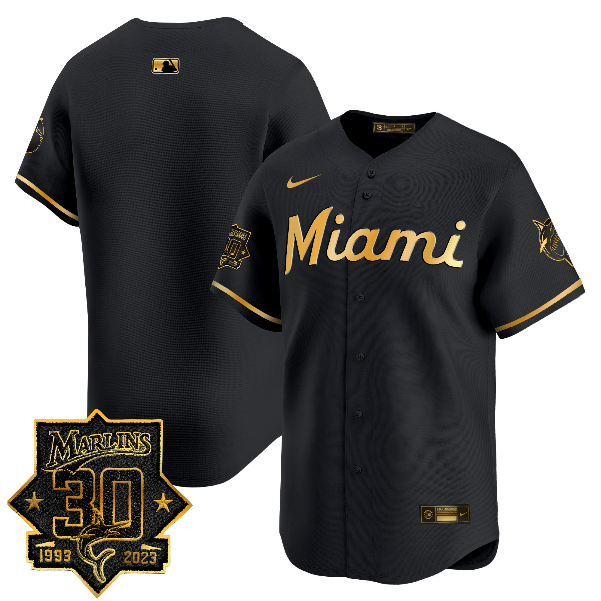 Men's Miami Marlins 30 Seasons Anniversary Patch Vapor Premier Limited Jersey – All Stitched - Image 6