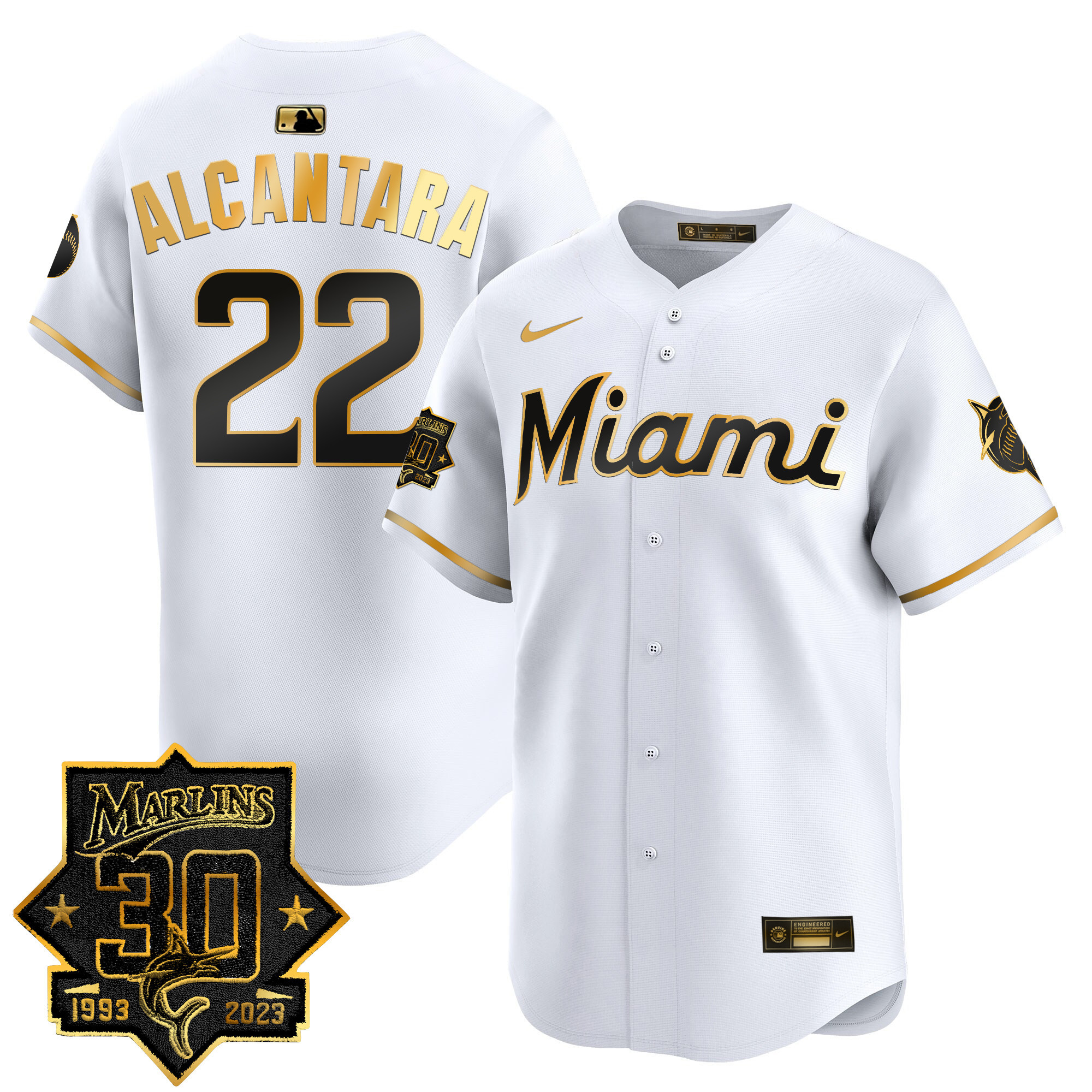 Men's Miami Marlins 30 Seasons Anniversary Patch Vapor Premier Limited Jersey – All Stitched - Image 10