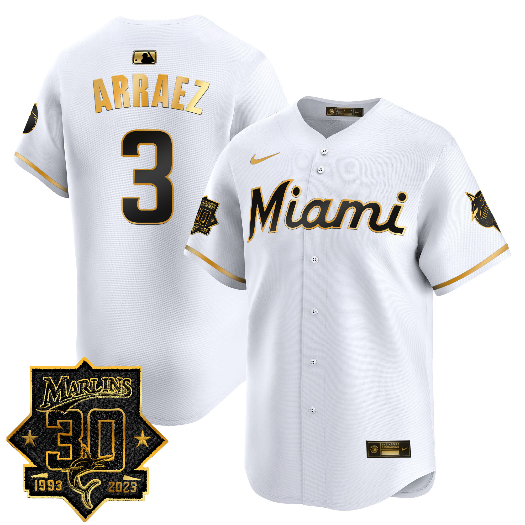 Men's Miami Marlins 30 Seasons Anniversary Patch Vapor Premier Limited Jersey – All Stitched - Image 9
