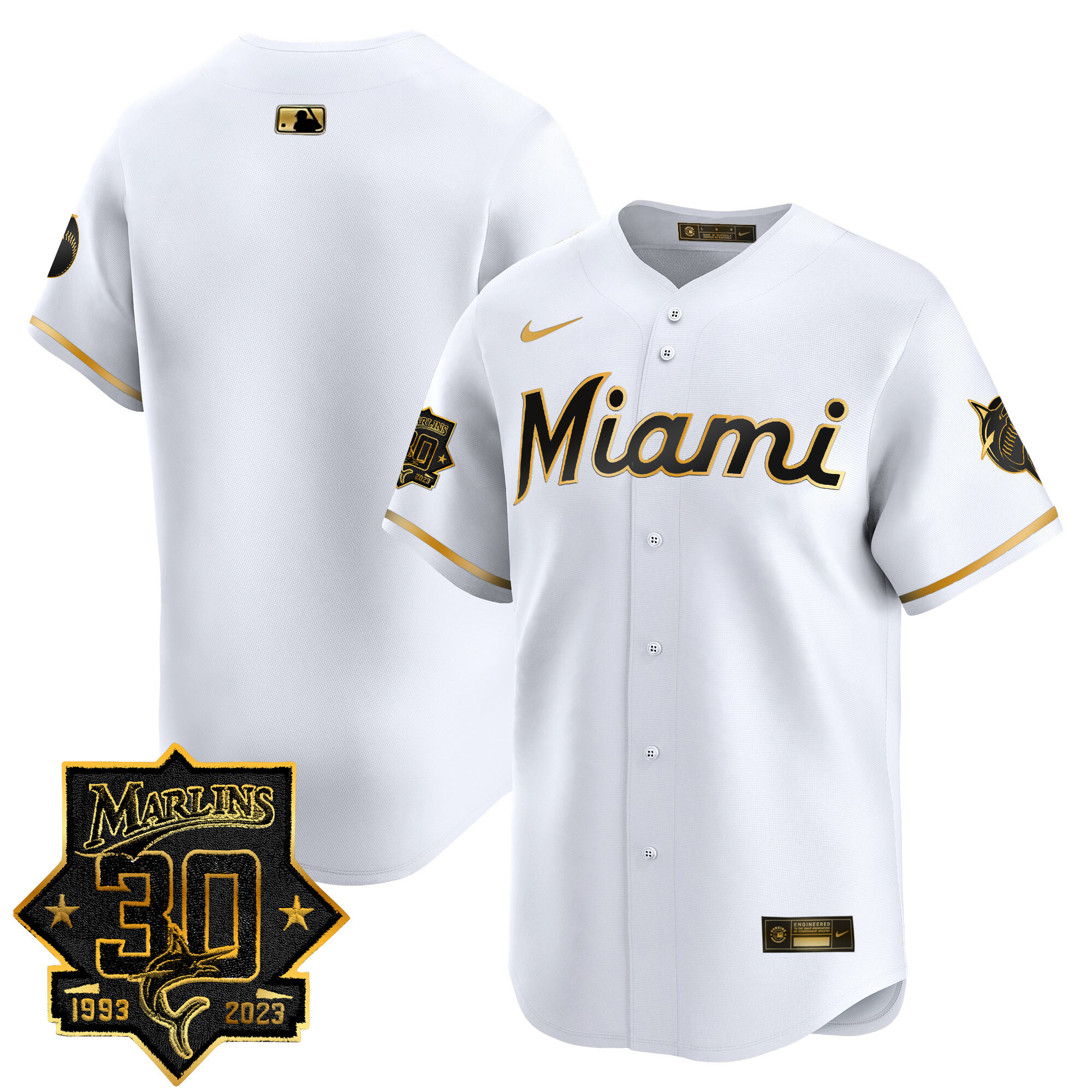 Men's Miami Marlins 30 Seasons Anniversary Patch Vapor Premier Limited Jersey – All Stitched - Image 12
