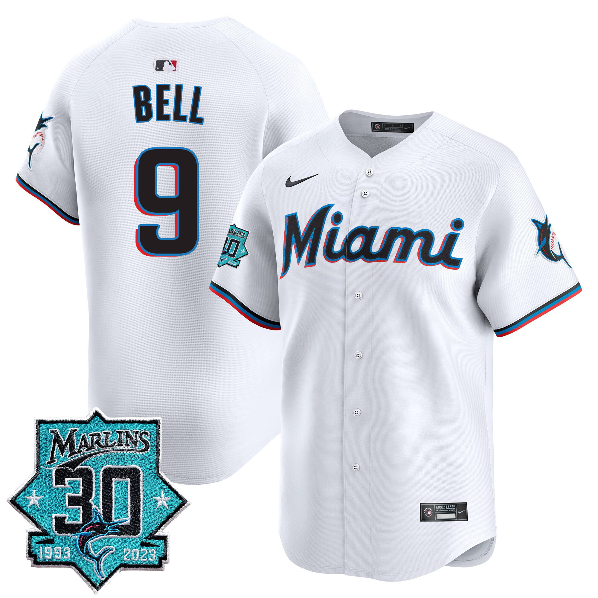 Men's Miami Marlins 30 Seasons Anniversary Patch Vapor Premier Limited Jersey – All Stitched - Image 17