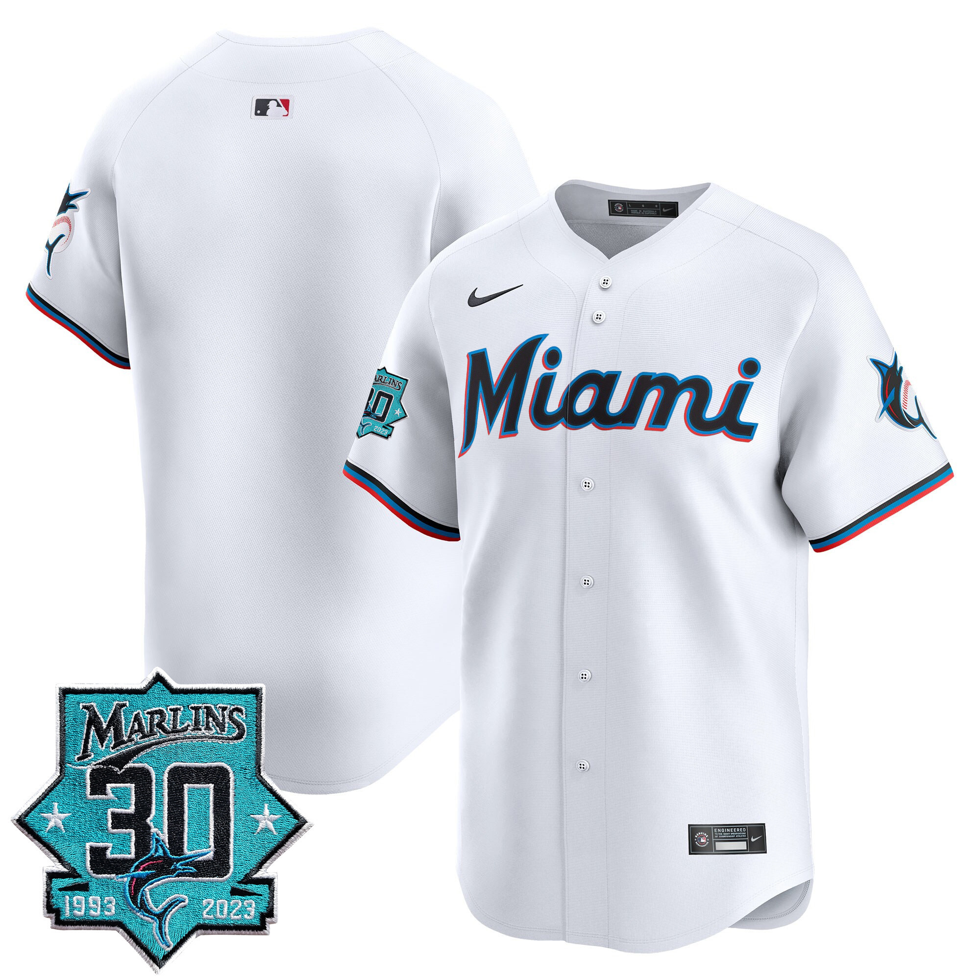Men's Miami Marlins 30 Seasons Anniversary Patch Vapor Premier Limited Jersey – All Stitched - Image 18
