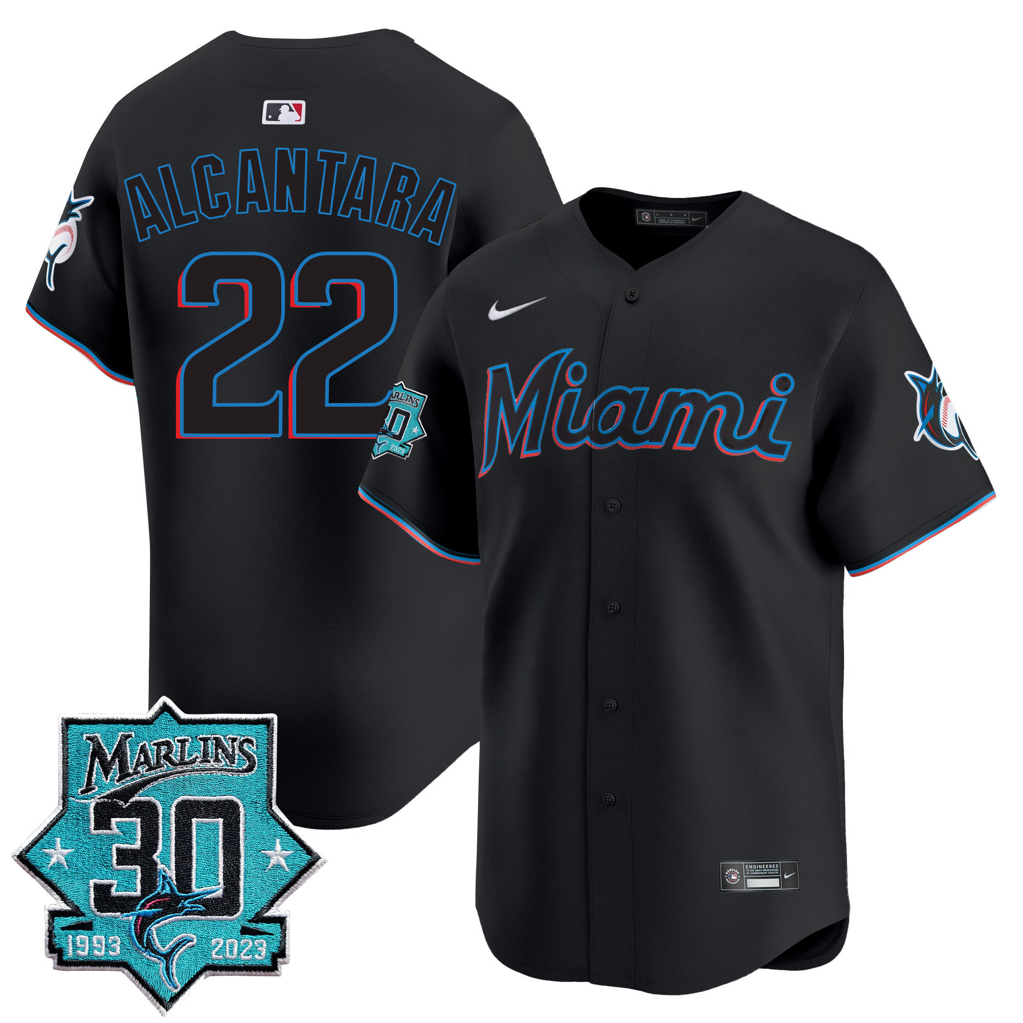 Men's Miami Marlins 30 Seasons Anniversary Patch Vapor Premier Limited Jersey – All Stitched - Image 22
