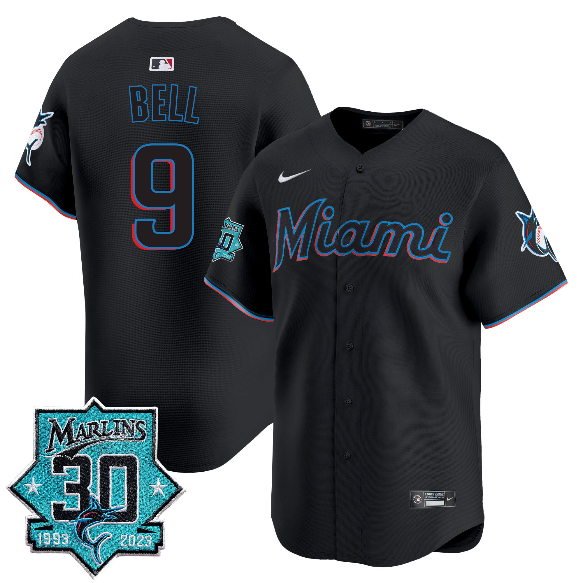 Men's Miami Marlins 30 Seasons Anniversary Patch Vapor Premier Limited Jersey – All Stitched - Image 23