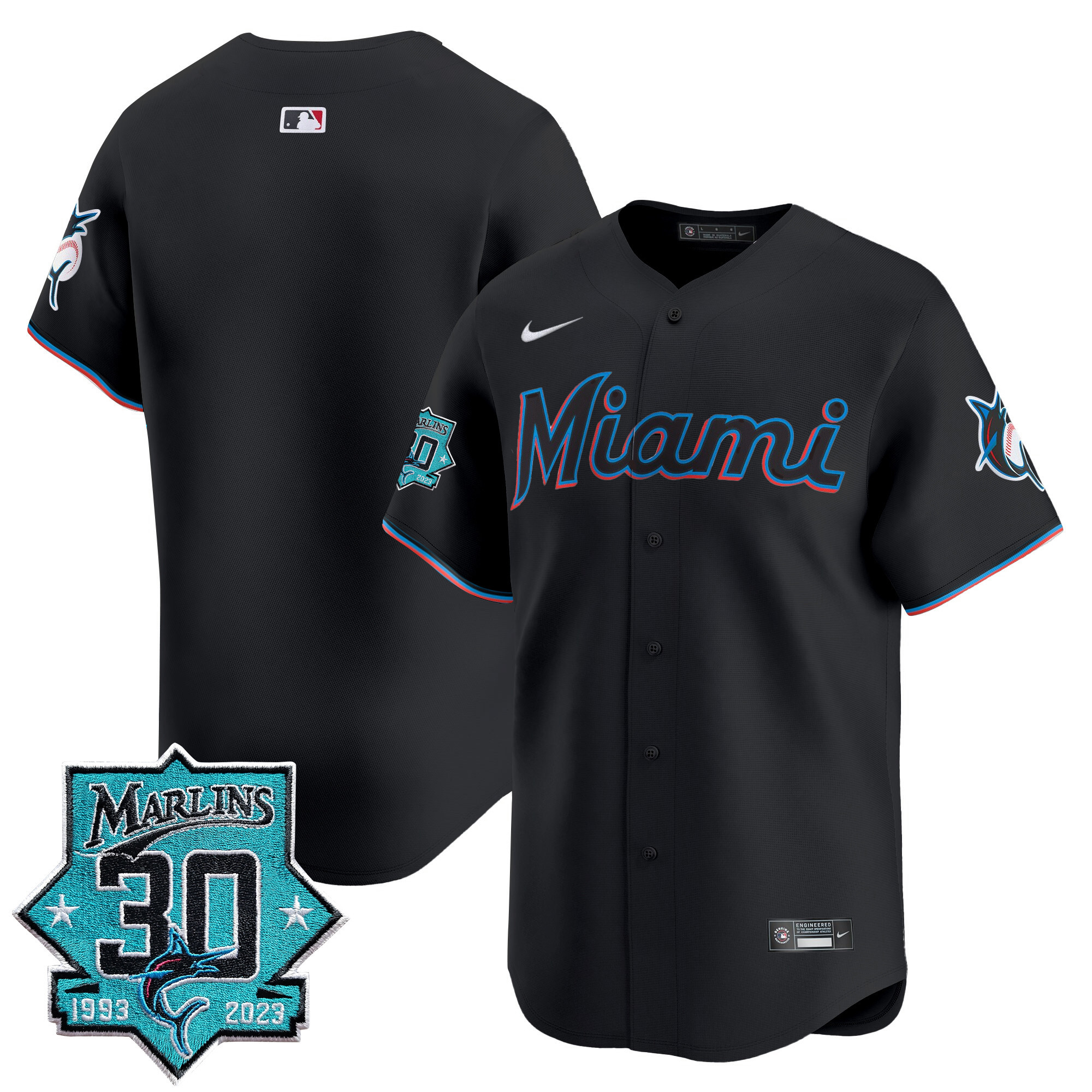 Men's Miami Marlins 30 Seasons Anniversary Patch Vapor Premier Limited Jersey – All Stitched - Image 24