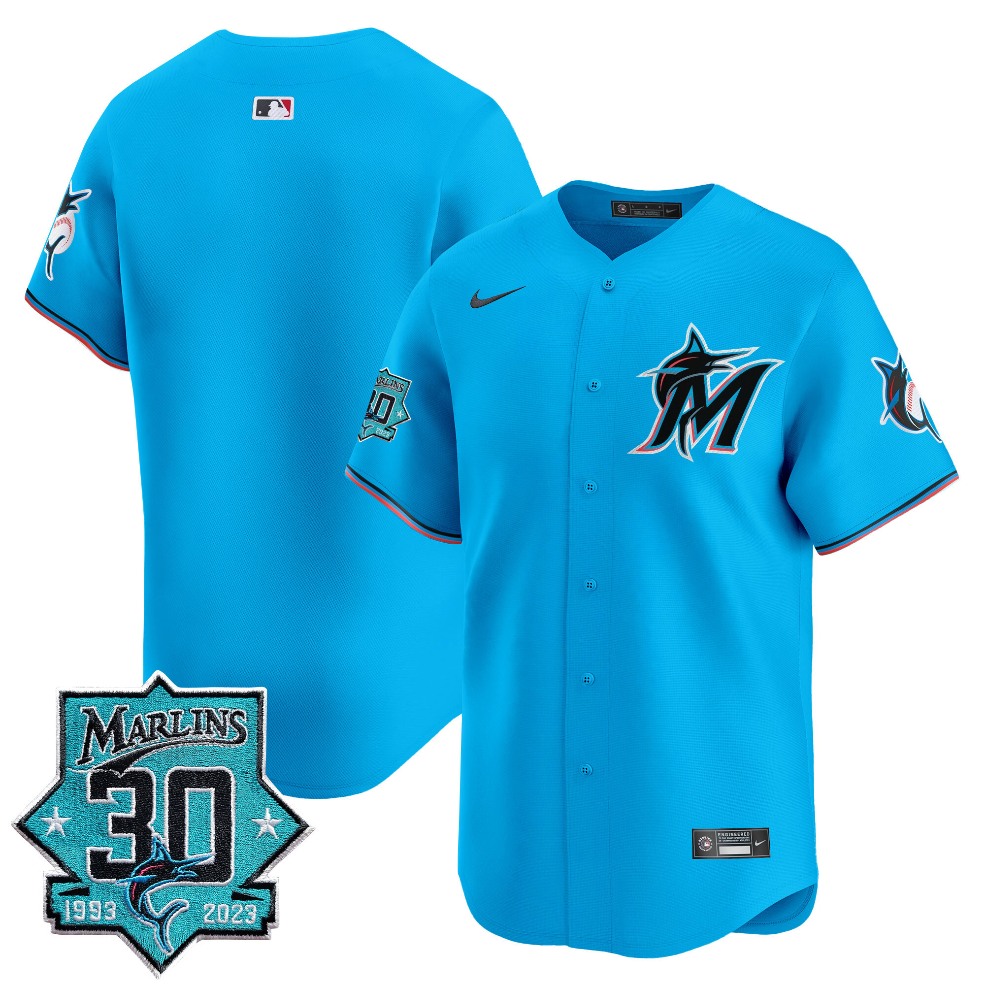 Men's Miami Marlins 30 Seasons Anniversary Patch Vapor Premier Limited Jersey – All Stitched - Image 30