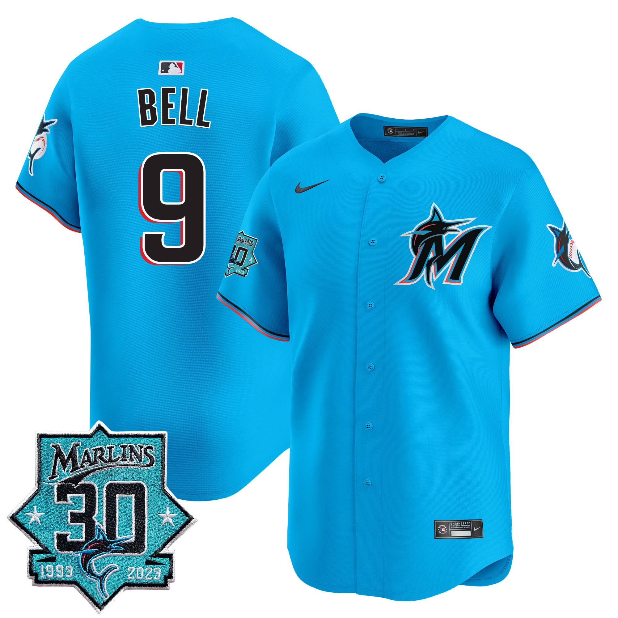 Men's Miami Marlins 30 Seasons Anniversary Patch Vapor Premier Limited Jersey – All Stitched - Image 29