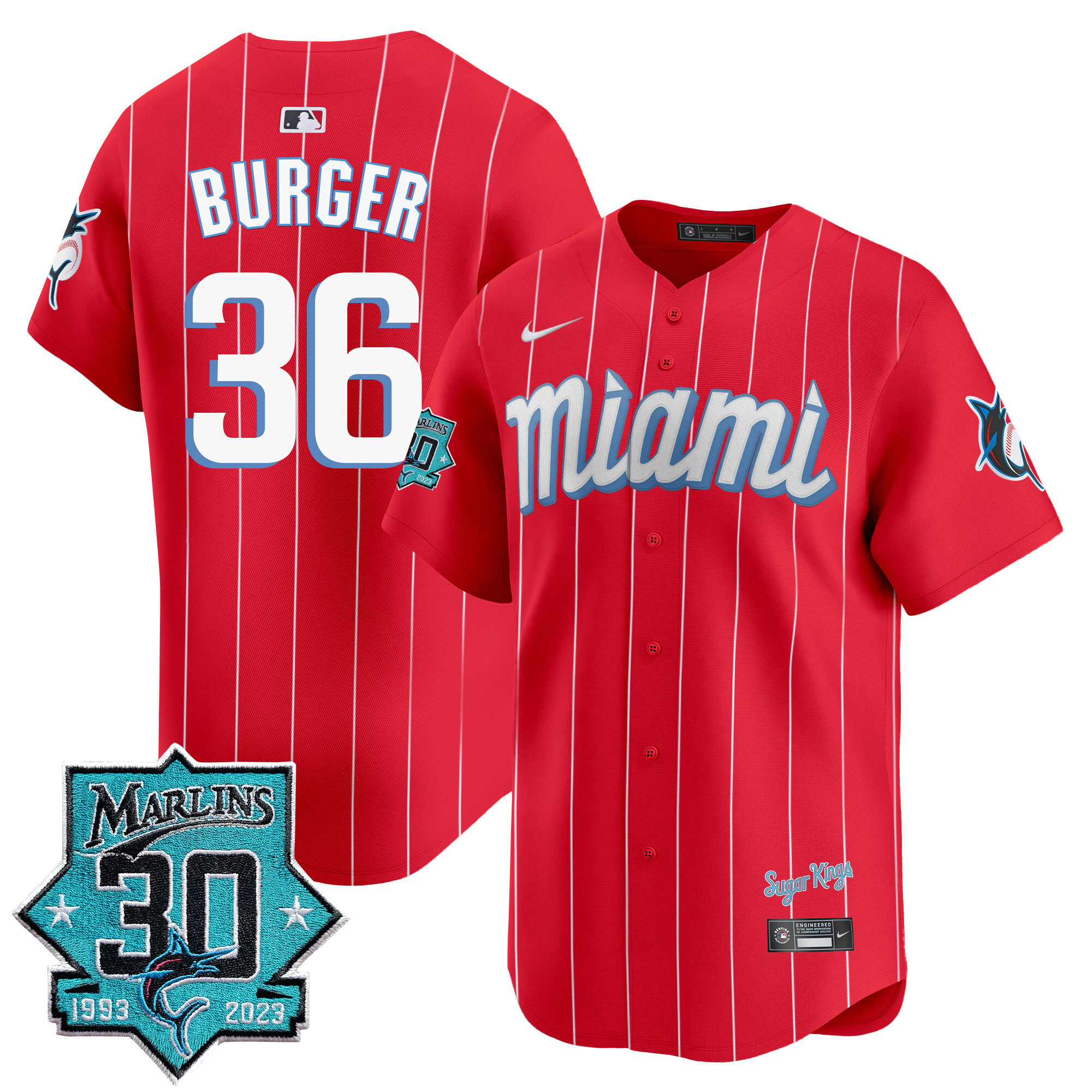 Men's Miami Marlins 30 Seasons Anniversary Patch Vapor Premier Limited Jersey – All Stitched - Image 31