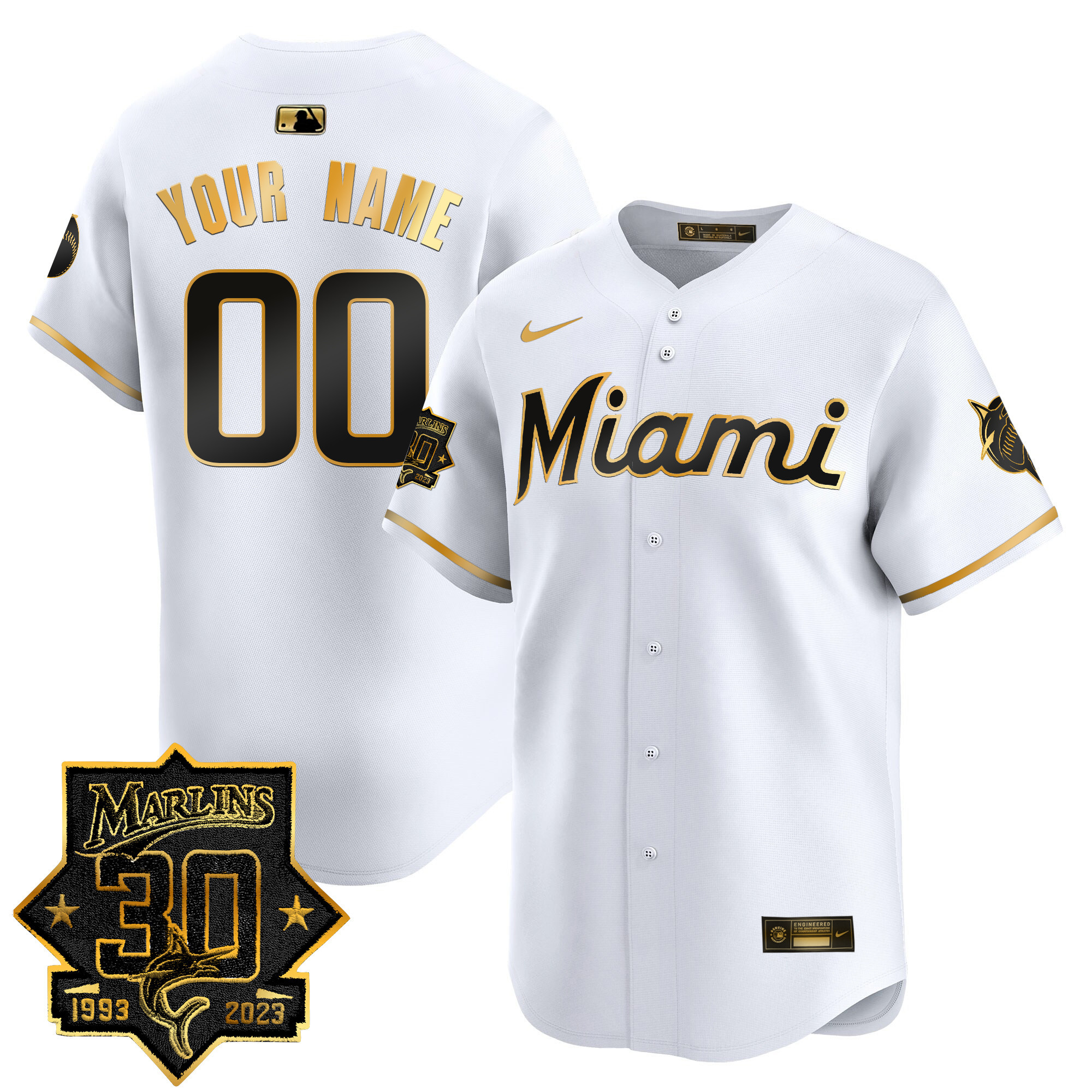 Miami Marlins 30 Seasons Anniversary Patch Vapor Premier Limited Custom Jersey – All Stitched - Image 2