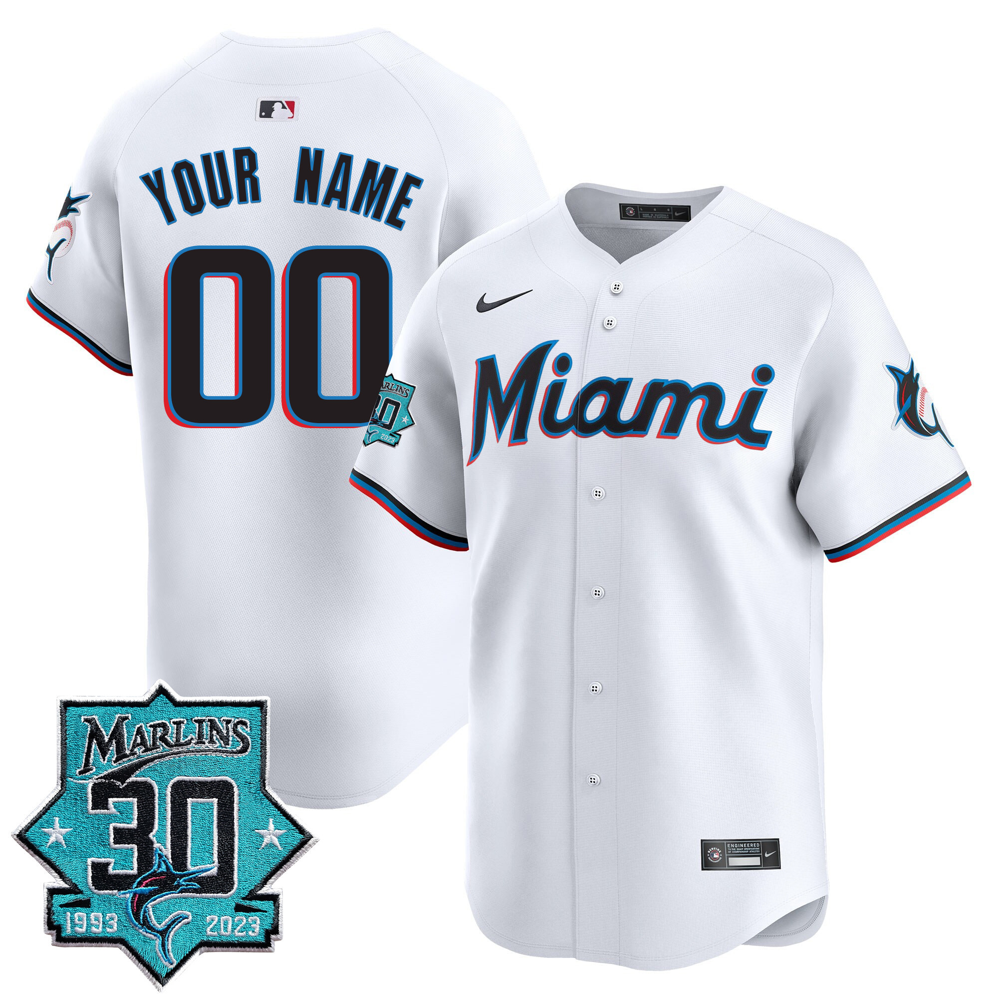 Miami Marlins 30 Seasons Anniversary Patch Vapor Premier Limited Custom Jersey – All Stitched - Image 3
