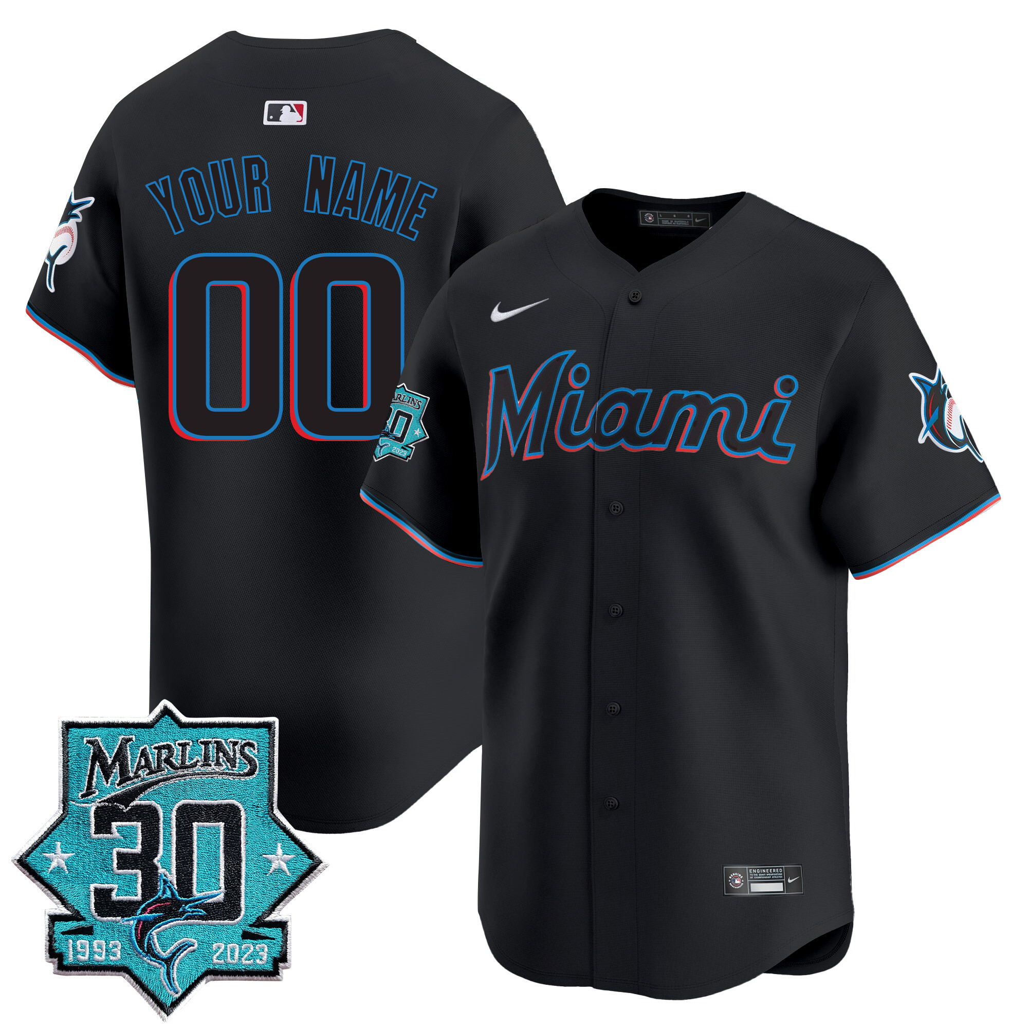 Miami Marlins 30 Seasons Anniversary Patch Vapor Premier Limited Custom Jersey – All Stitched - Image 4