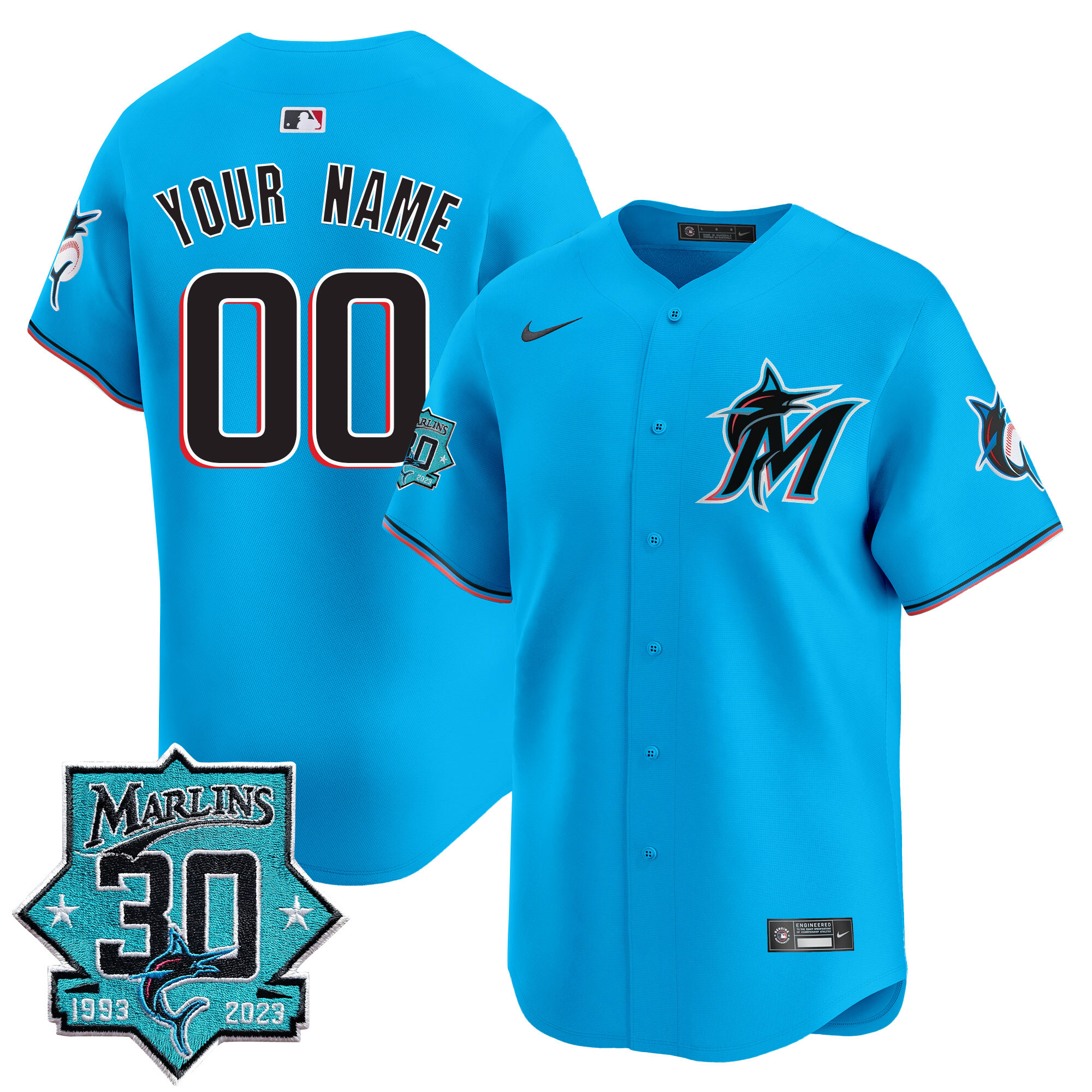 Miami Marlins 30 Seasons Anniversary Patch Vapor Premier Limited Custom Jersey – All Stitched - Image 5