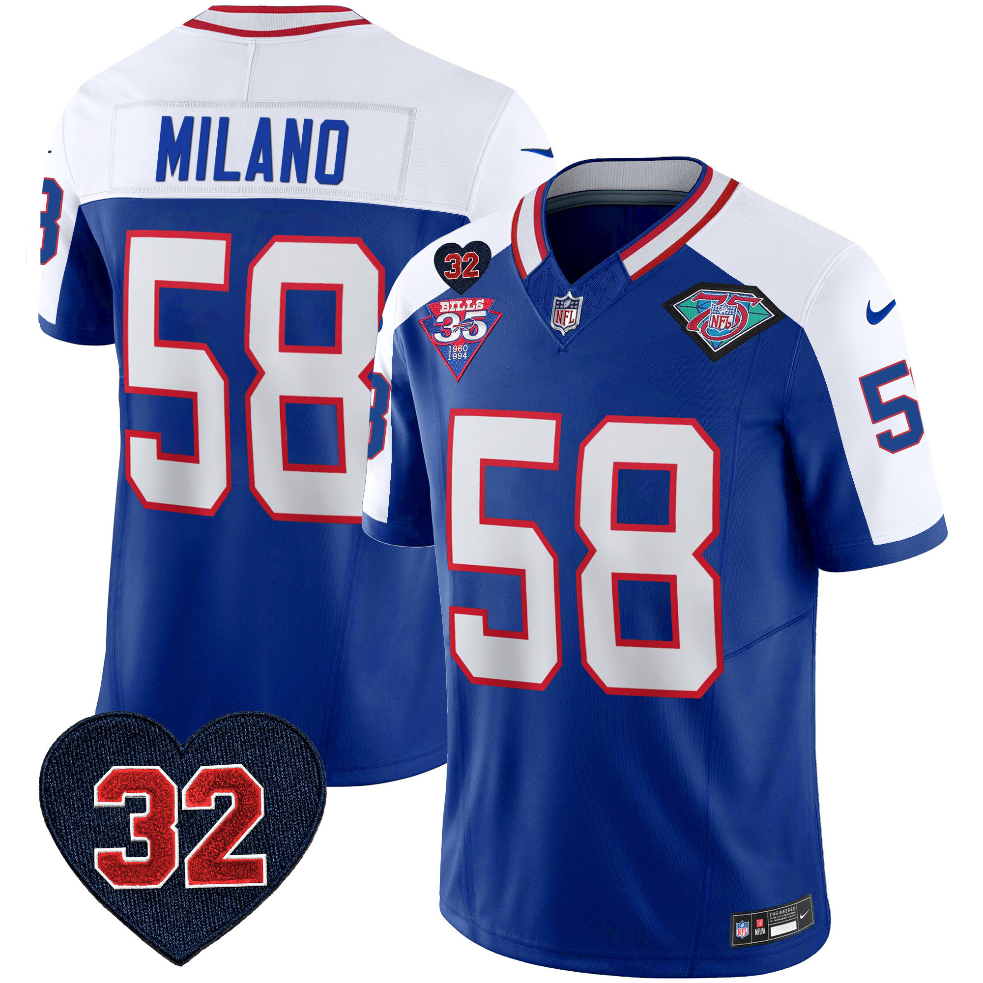 Men's Bills 1994 Throwback O.J. Simpson Patch Vapor Limited Jersey - All Stitched - Image 6