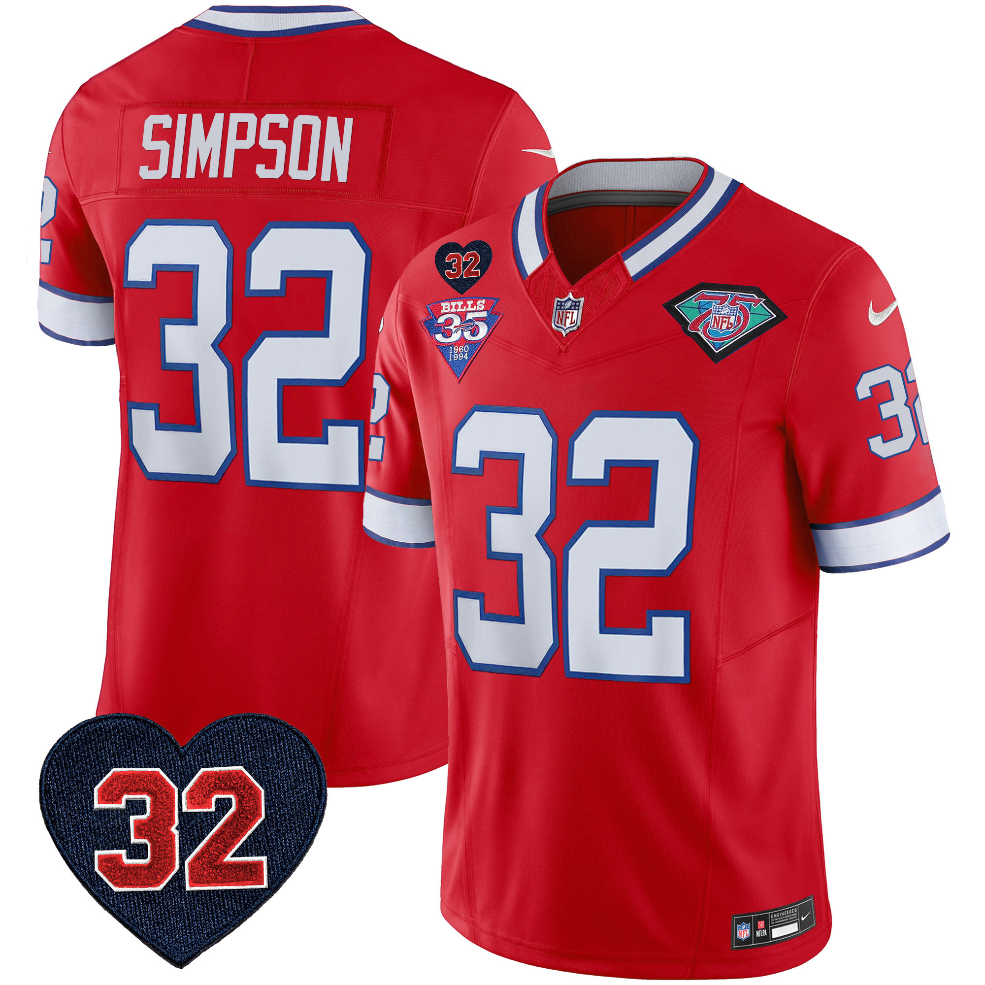 Men's Bills 1994 Throwback O.J. Simpson Patch Vapor Limited Jersey - All Stitched - Image 19