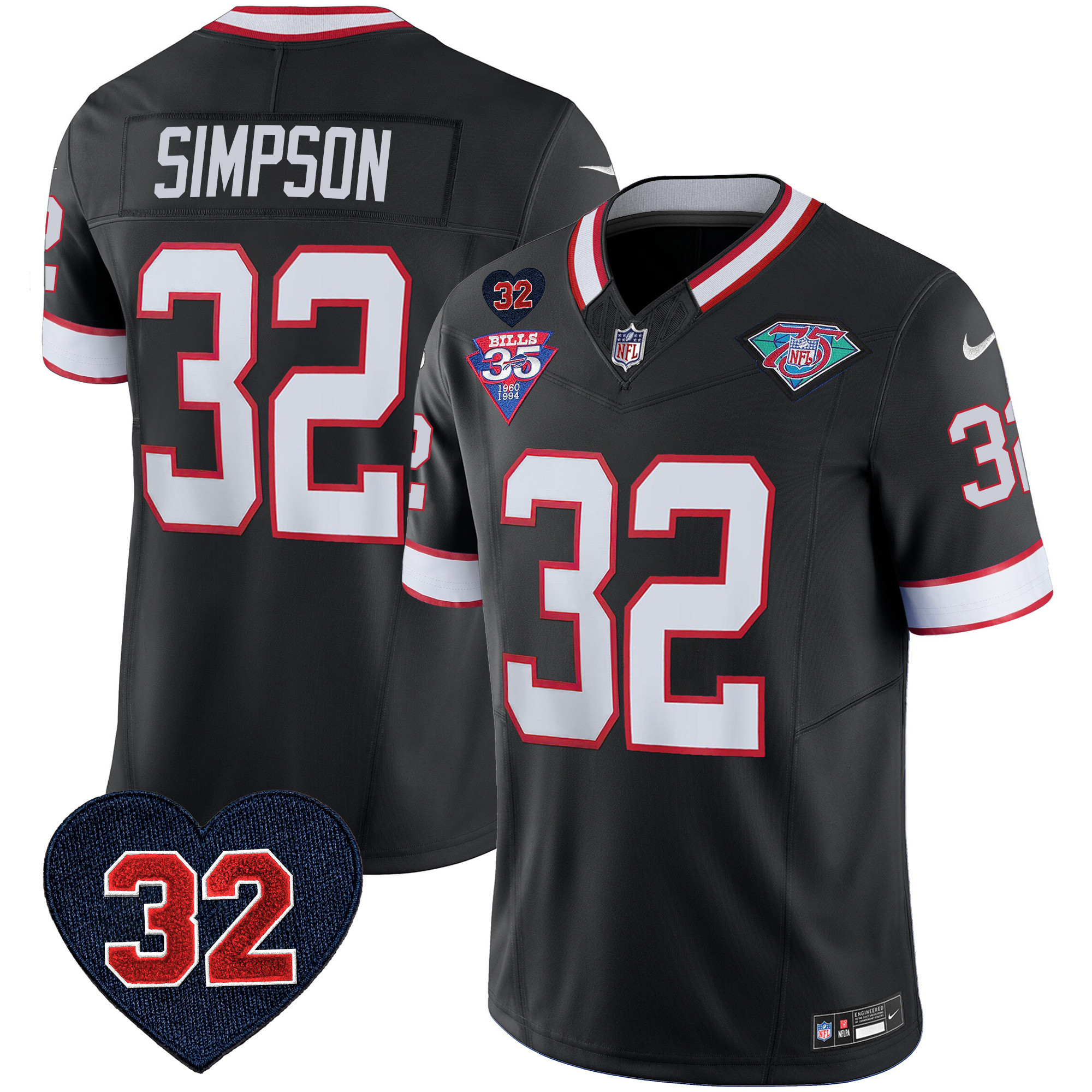 Men's Bills 1994 Throwback O.J. Simpson Patch Vapor Limited Jersey - All Stitched - Image 37