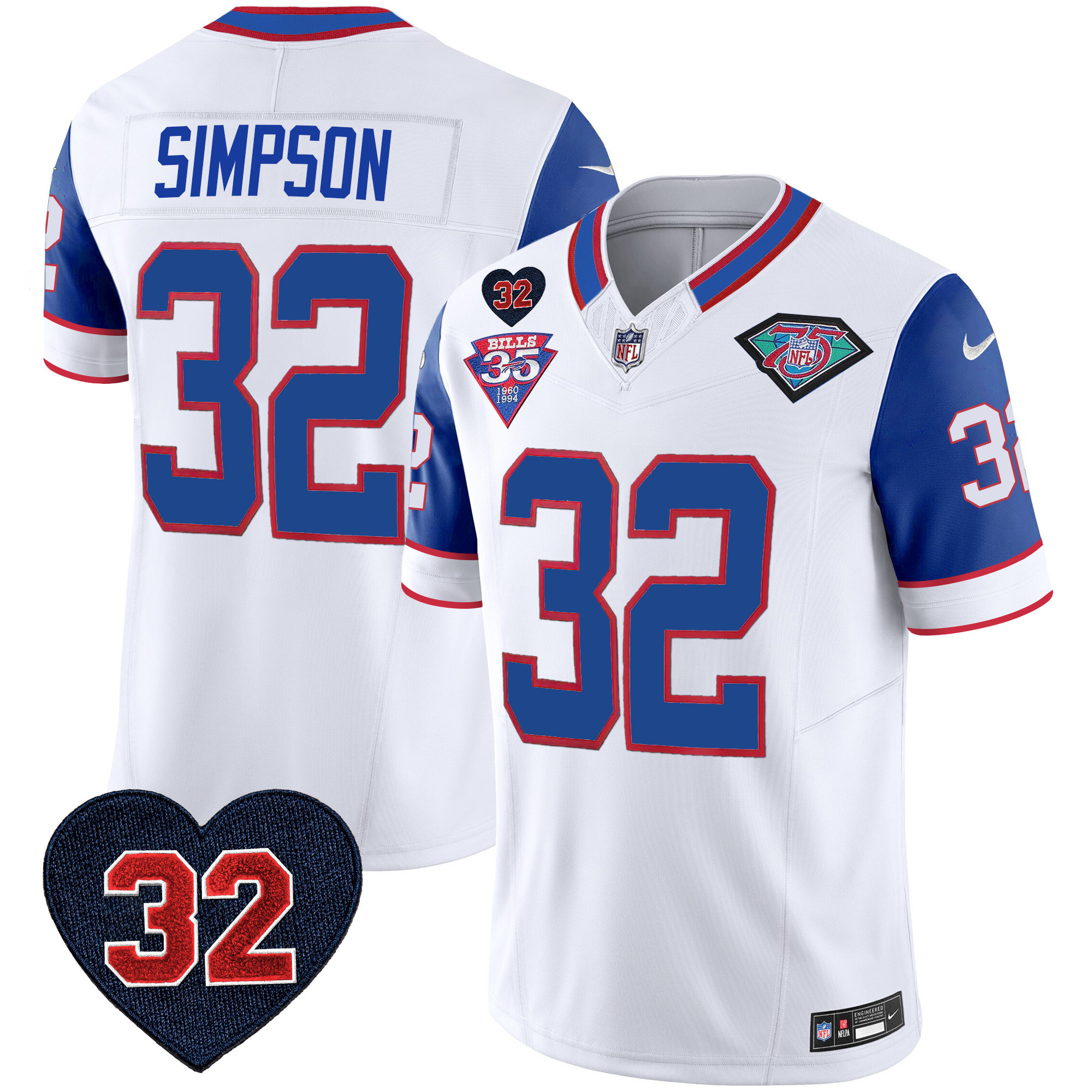 Men's Bills 1994 Throwback O.J. Simpson Patch Vapor Limited Jersey - All Stitched - Image 46