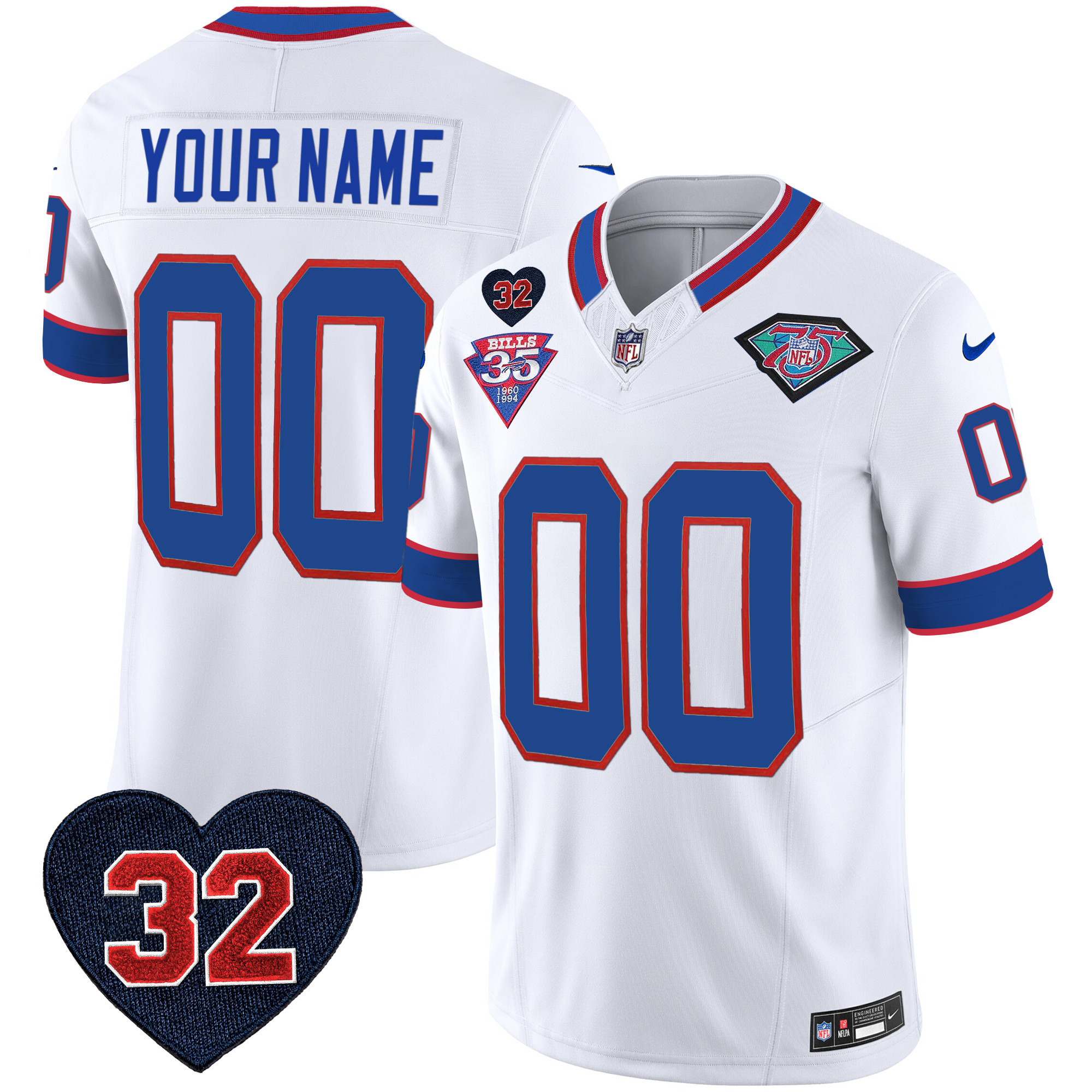 Bills 1994 Throwback O.J. Simpson Patch Vapor Limited Custom Jersey - All Stitched - Image 4