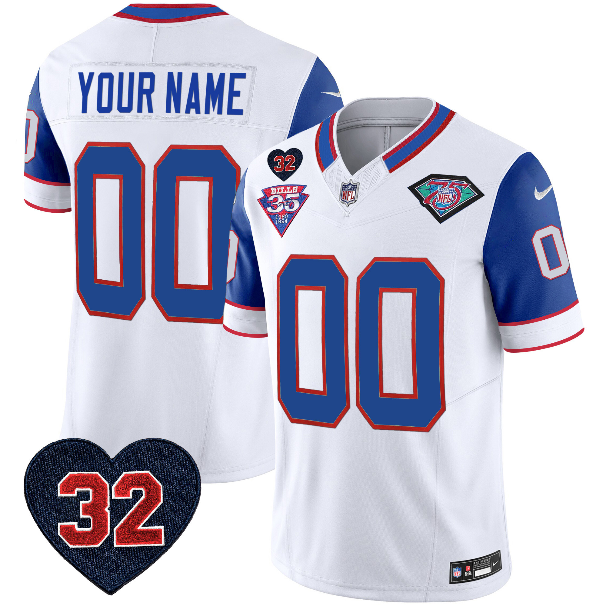 Bills 1994 Throwback O.J. Simpson Patch Vapor Limited Custom Jersey - All Stitched - Image 6