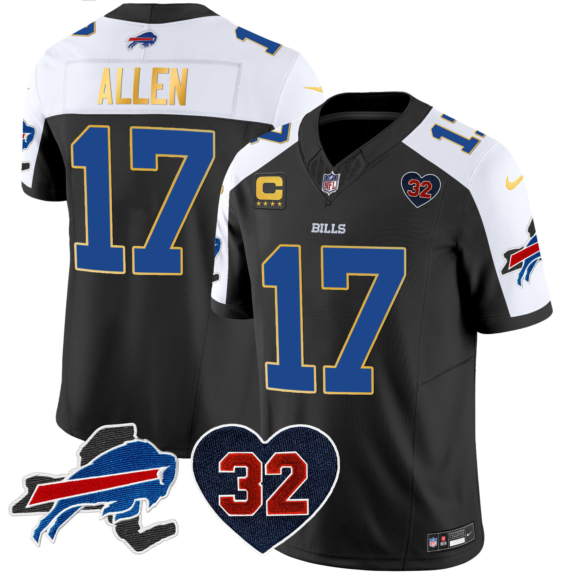 Men's Bills O.J. Simpson Patch Gold Trim Vapor Limited Jersey - All Stitched - Image 2