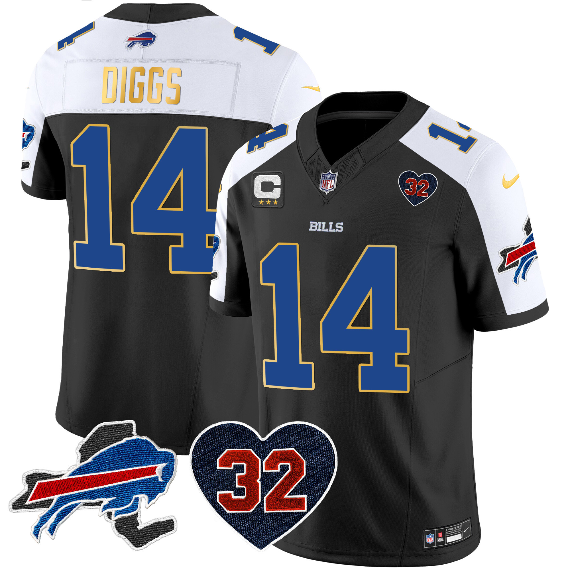 Men's Bills O.J. Simpson Patch Gold Trim Vapor Limited Jersey - All Stitched - Image 4