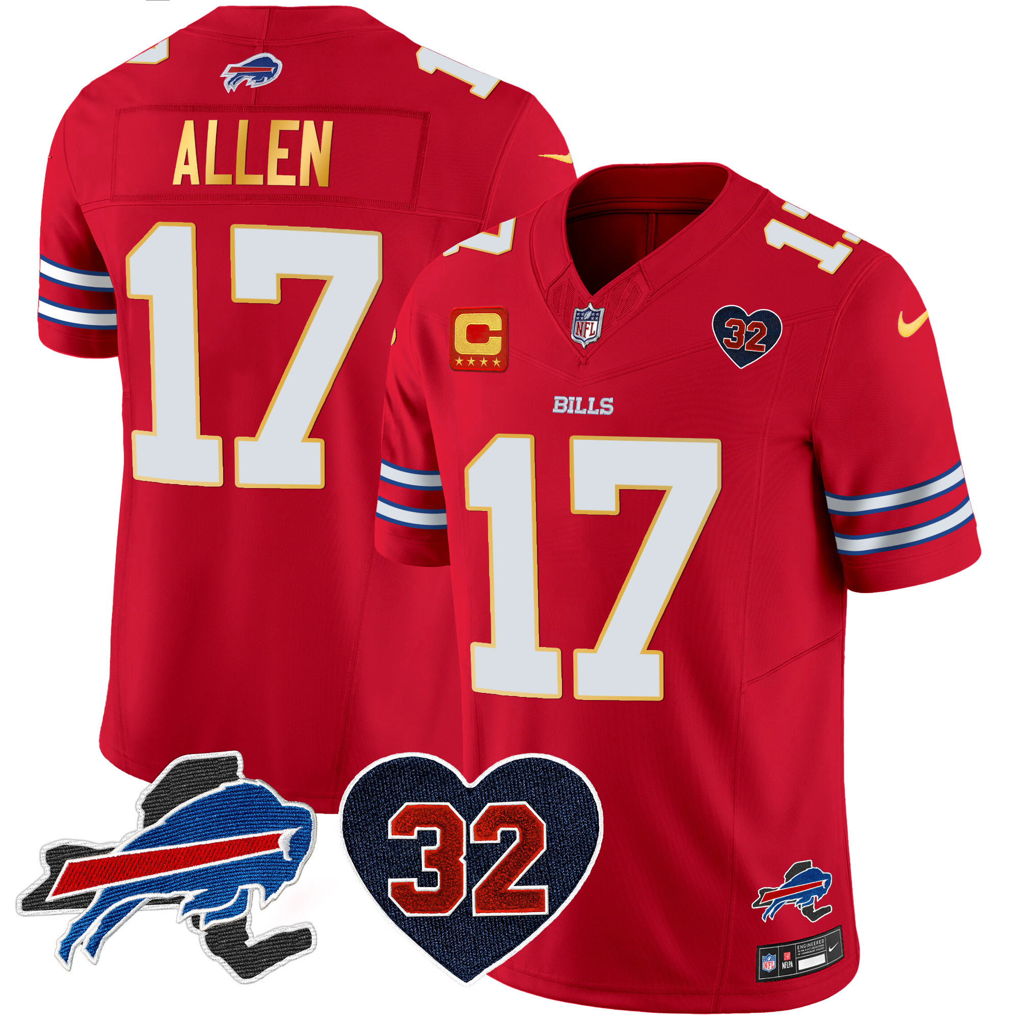 Men's Bills O.J. Simpson Patch Gold Trim Vapor Limited Jersey - All Stitched - Image 23